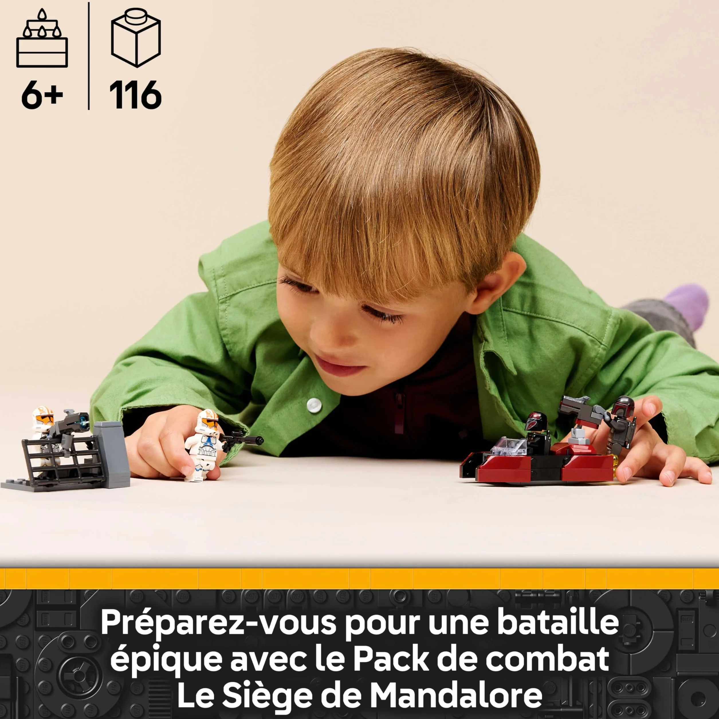LEGO Star Wars 75449 Pack de Combat Le Siège de Mandalore - Jouet d'action avec Minifigurines de 2 Mandaloriens & 2 Clone Troopers - Speeder & Pistolets Blasters - Cadeau pour Garçon dès 6 Ans