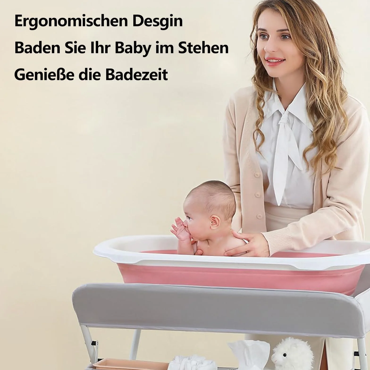 Table à Langer Bébé Pliable 60x80x103 cm Gris - Plan à Langer Portable avec Panier, Sécurité, Support 25 kg