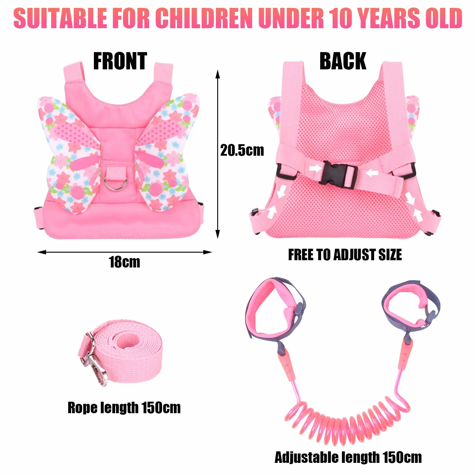 Harnais de Sécurité Enfant, Anti Perdu Poignet Ceinture pour Bébé, Marcher, Voyages