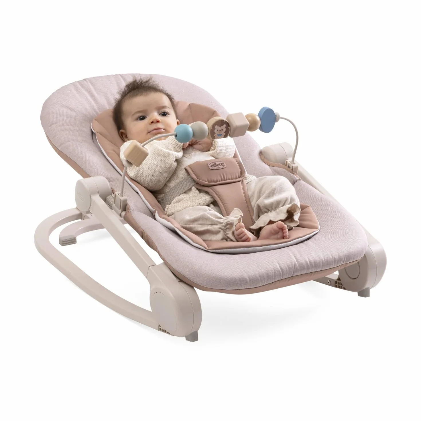 Chicco Transat Magia 2-en-1 : Transat Nouveau-né et Chaise jusqu'à 18 kg, Barre de Jeux Bois, Mode Balancelle ou Fixe, Dossier Réglable