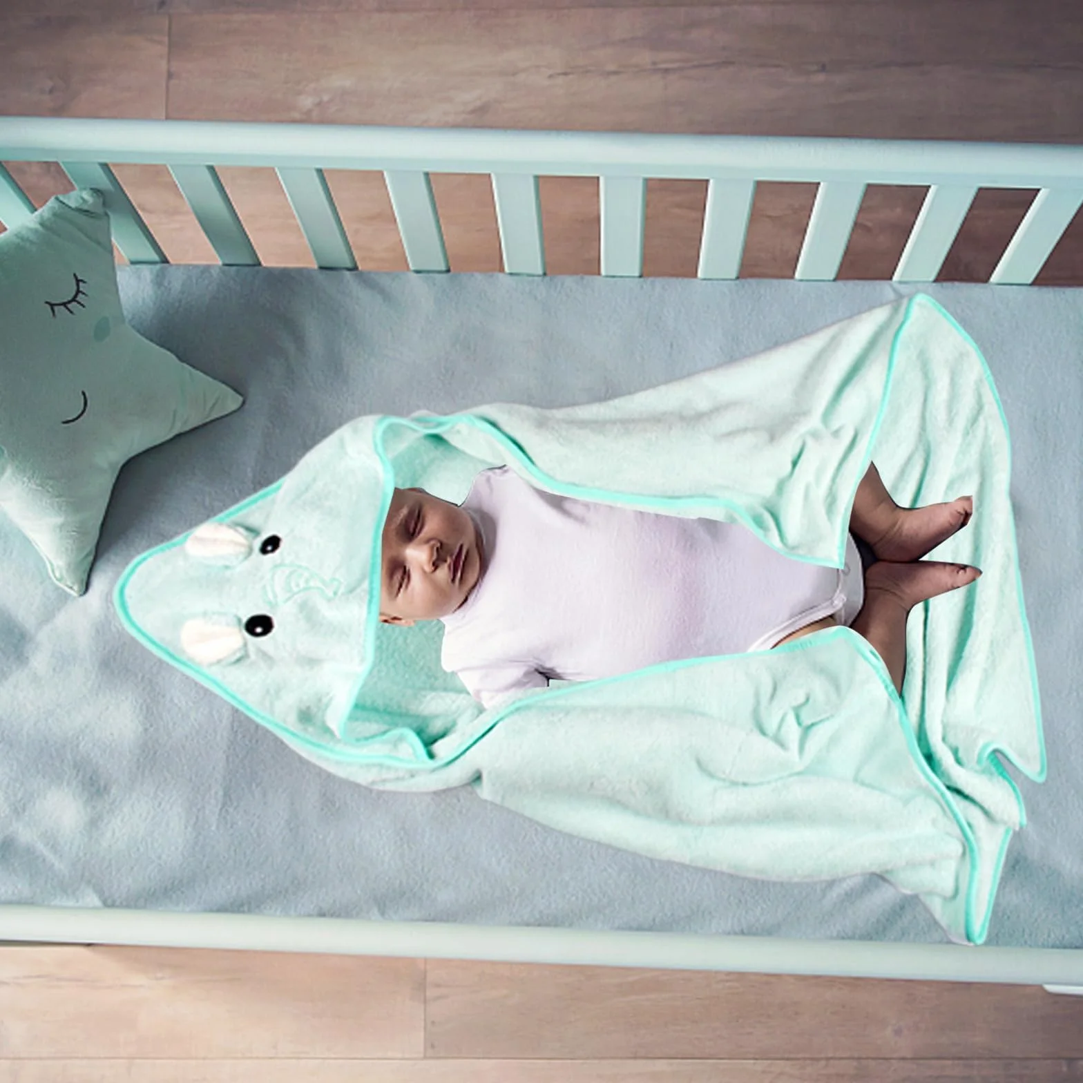 Serviette De Bain Bébé 80x80cm Peluche De Corail, Cape À Capuche 3 Pièces Douce Absorption Forte
