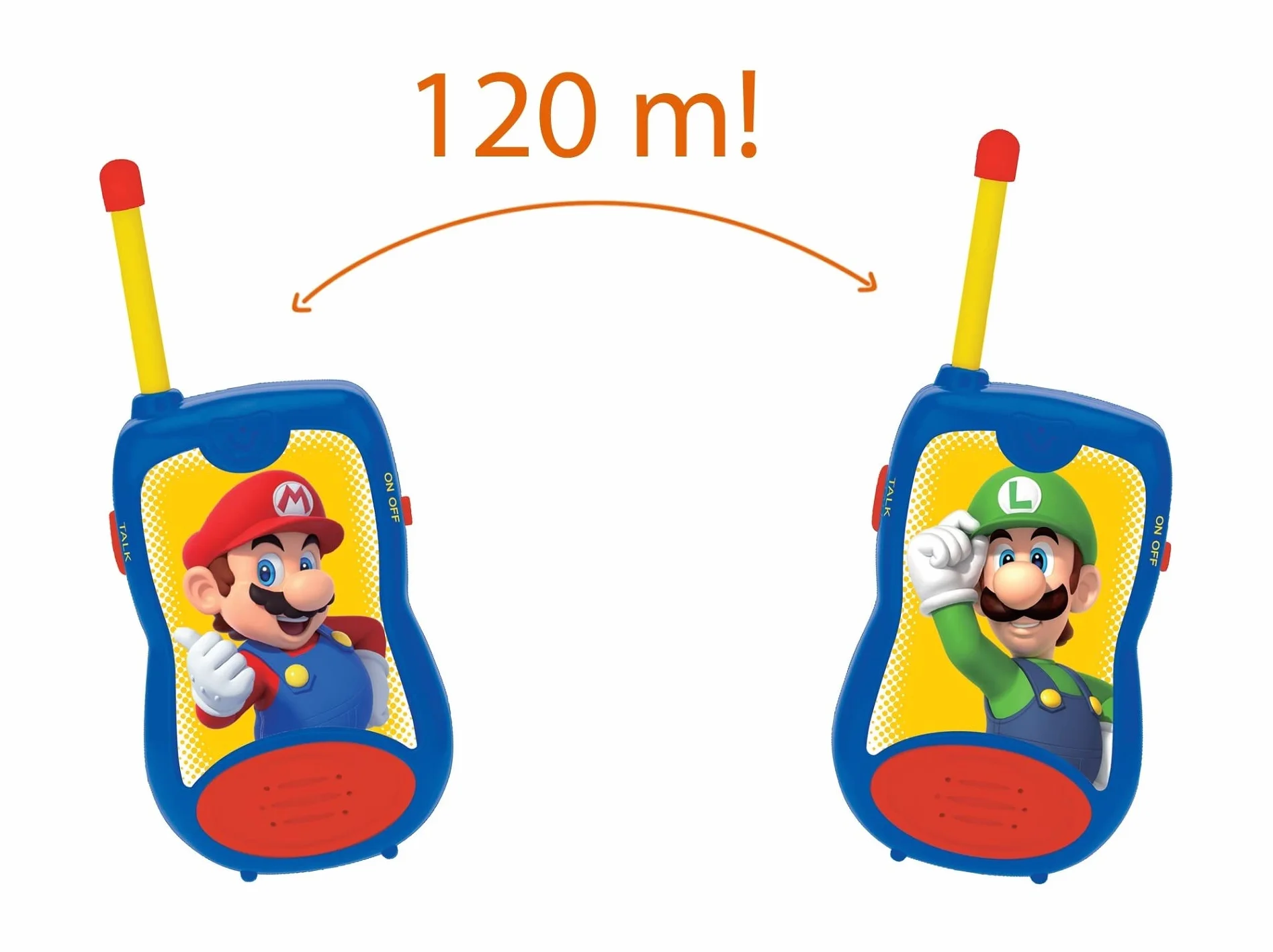 Lexibook Super Mario Talkies-Walkies 200m Jeu Communication Enfant 2 canaux Bleu Rouge TW12NI