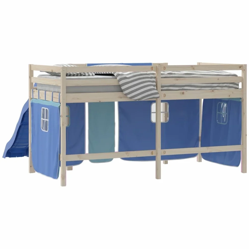 Rideaux lit mezzanine bleu polyester