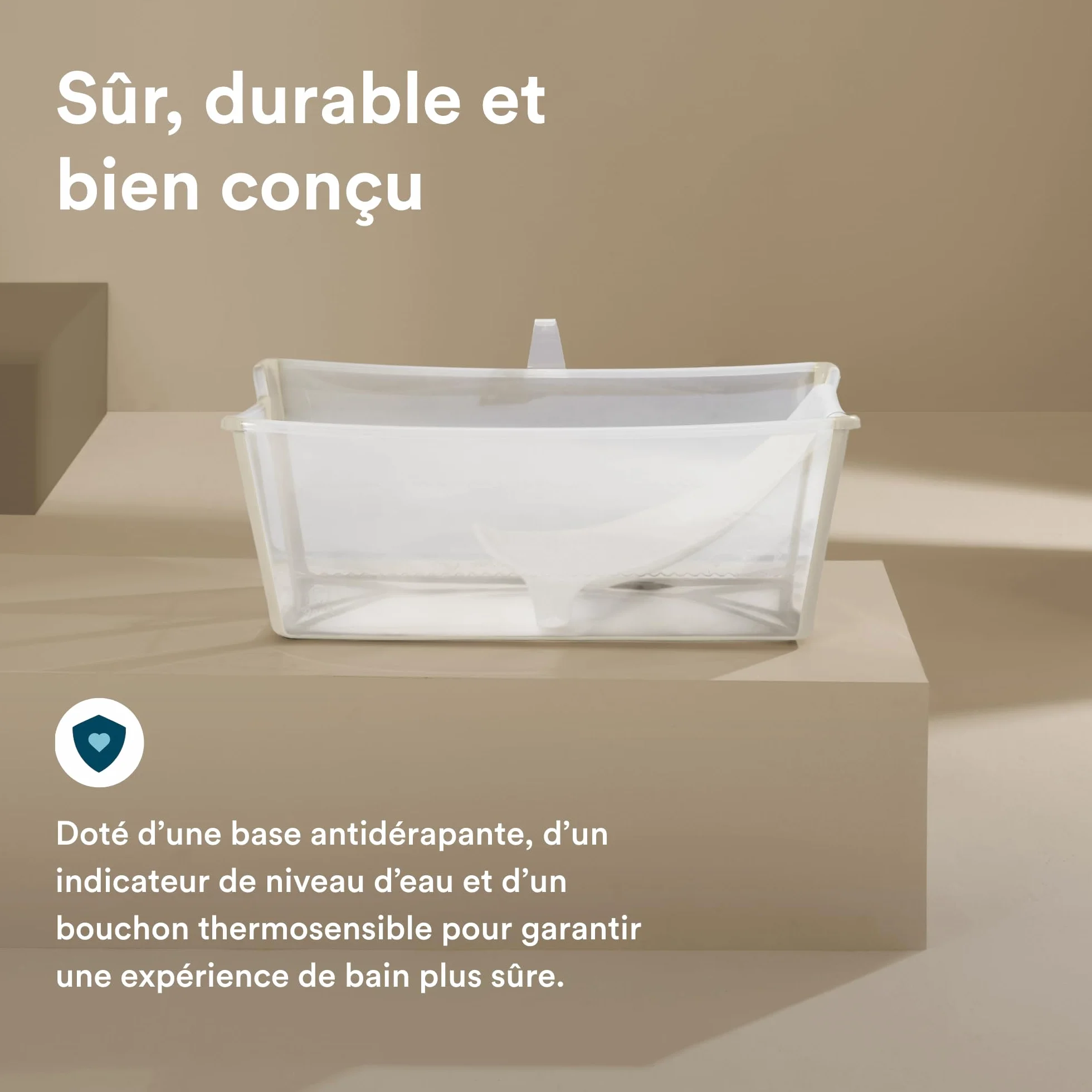 Stokke Flexi Bath (Sandy Beige) avec Support nouveau-nés - Bain bébé pratique maison voyage - jusqu'à 48 mois