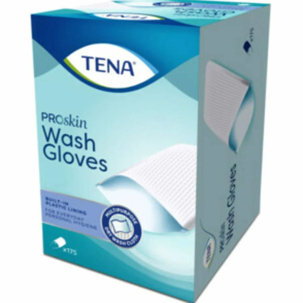 Tena Wash Glove Boîte de 175 gants de toilettes jetables