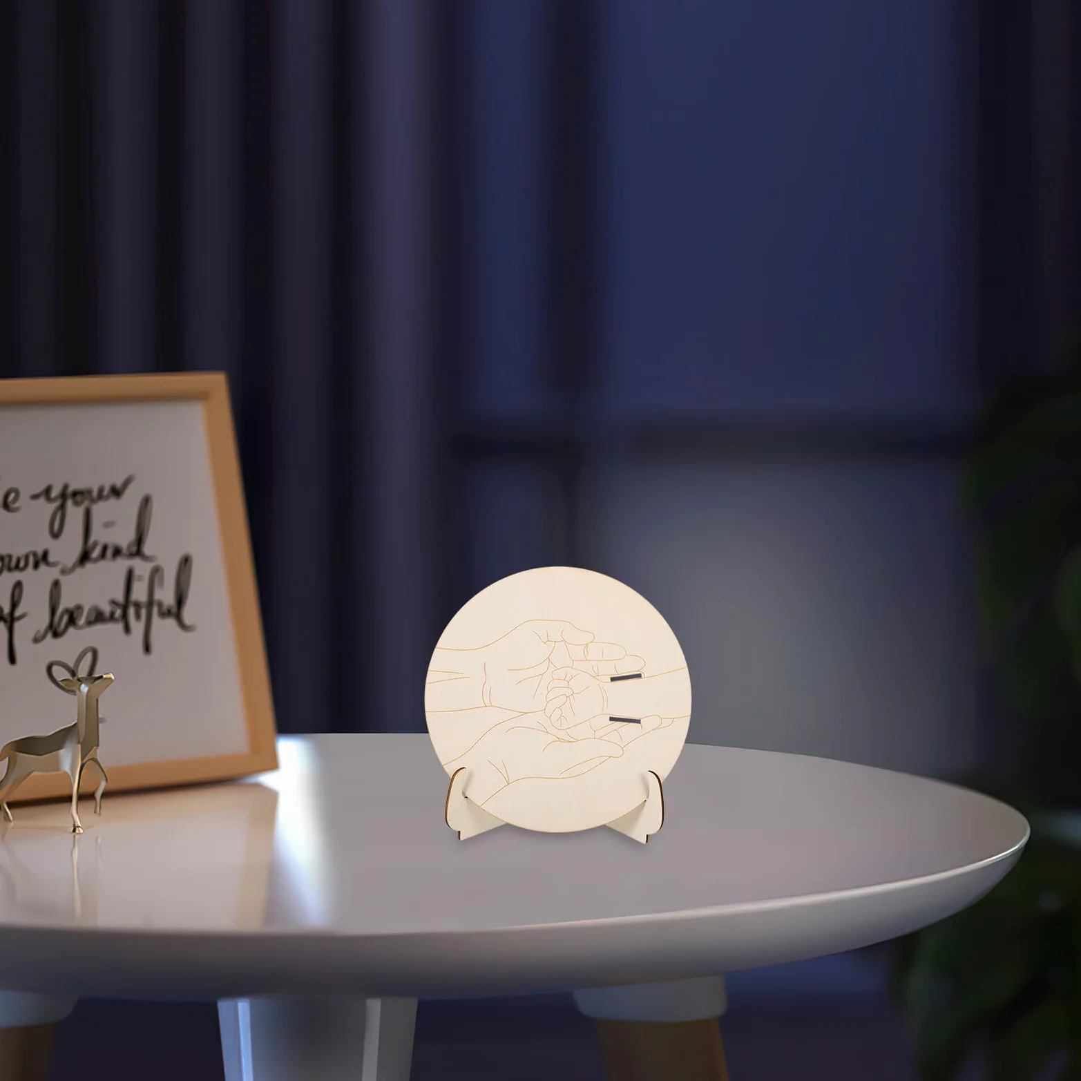 SUPVOX Porte-Bracelet Naissance en Bois avec Plaque Ronde Gravée pour Bébé Fille Cadeau Baptême