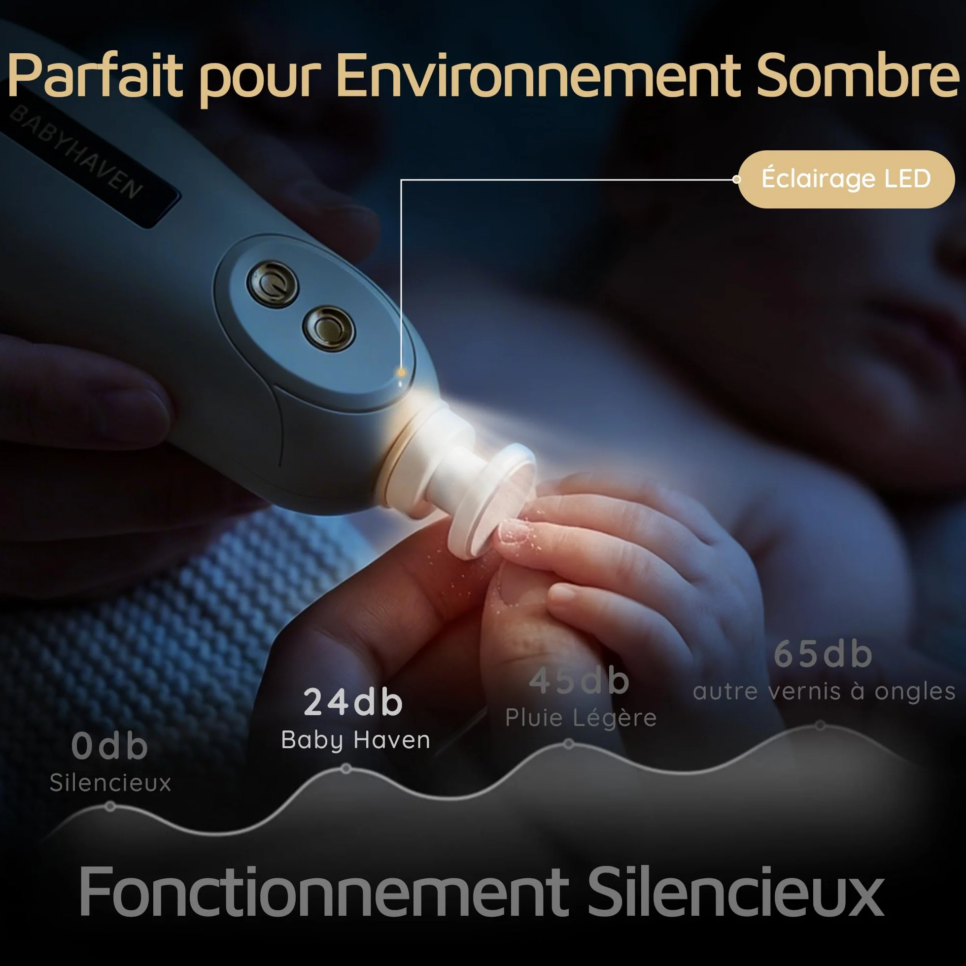 Lime à Ongles Électrique Bébé Rechargeable, Coupe-Ongles Silencieux avec Lumière LED, Kit Soin Ongles Enfants 6 Têtes