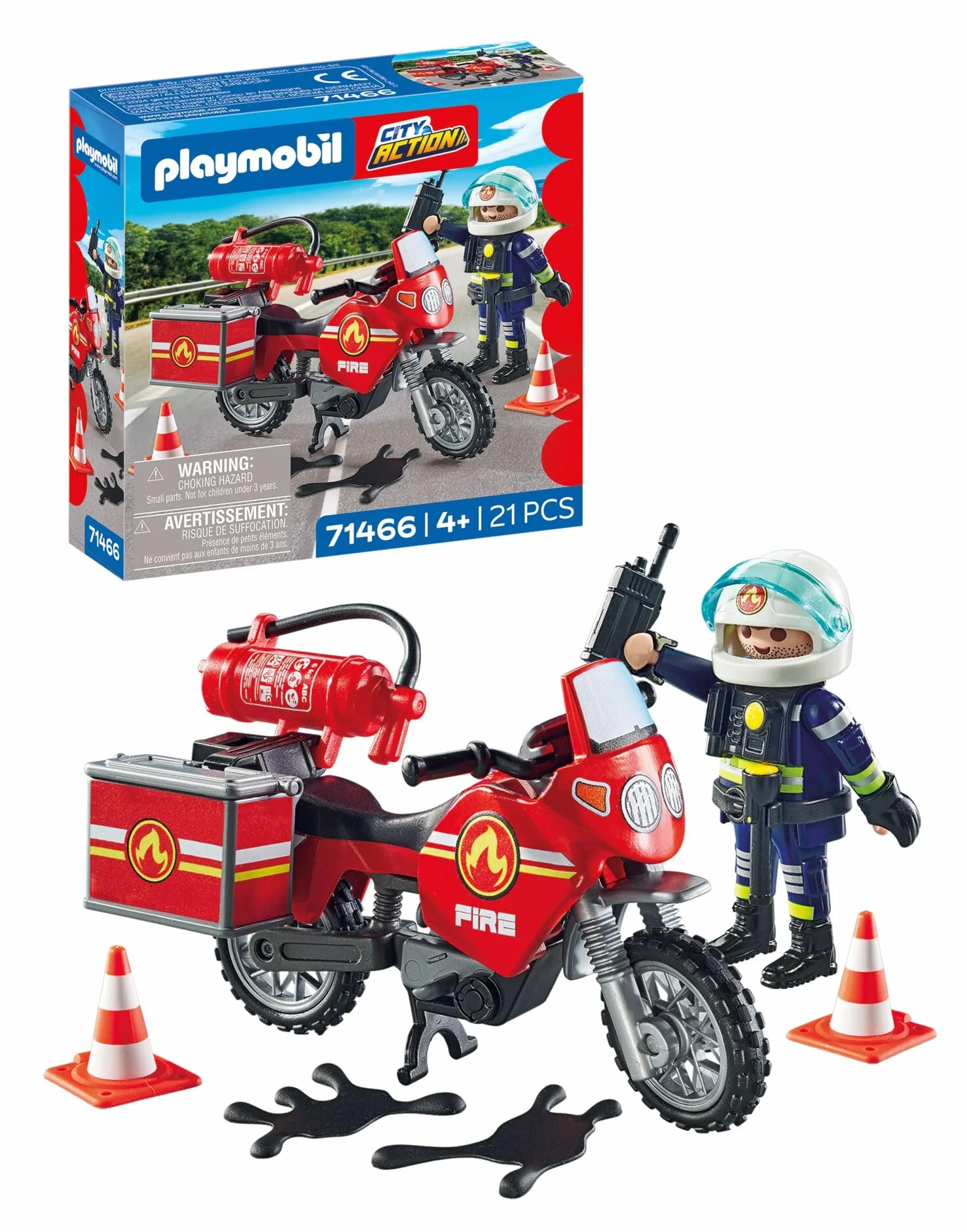 Playmobil 71466 Pompier et Moto - Action Heroes - Ville & Métiers - Dès 4 Ans