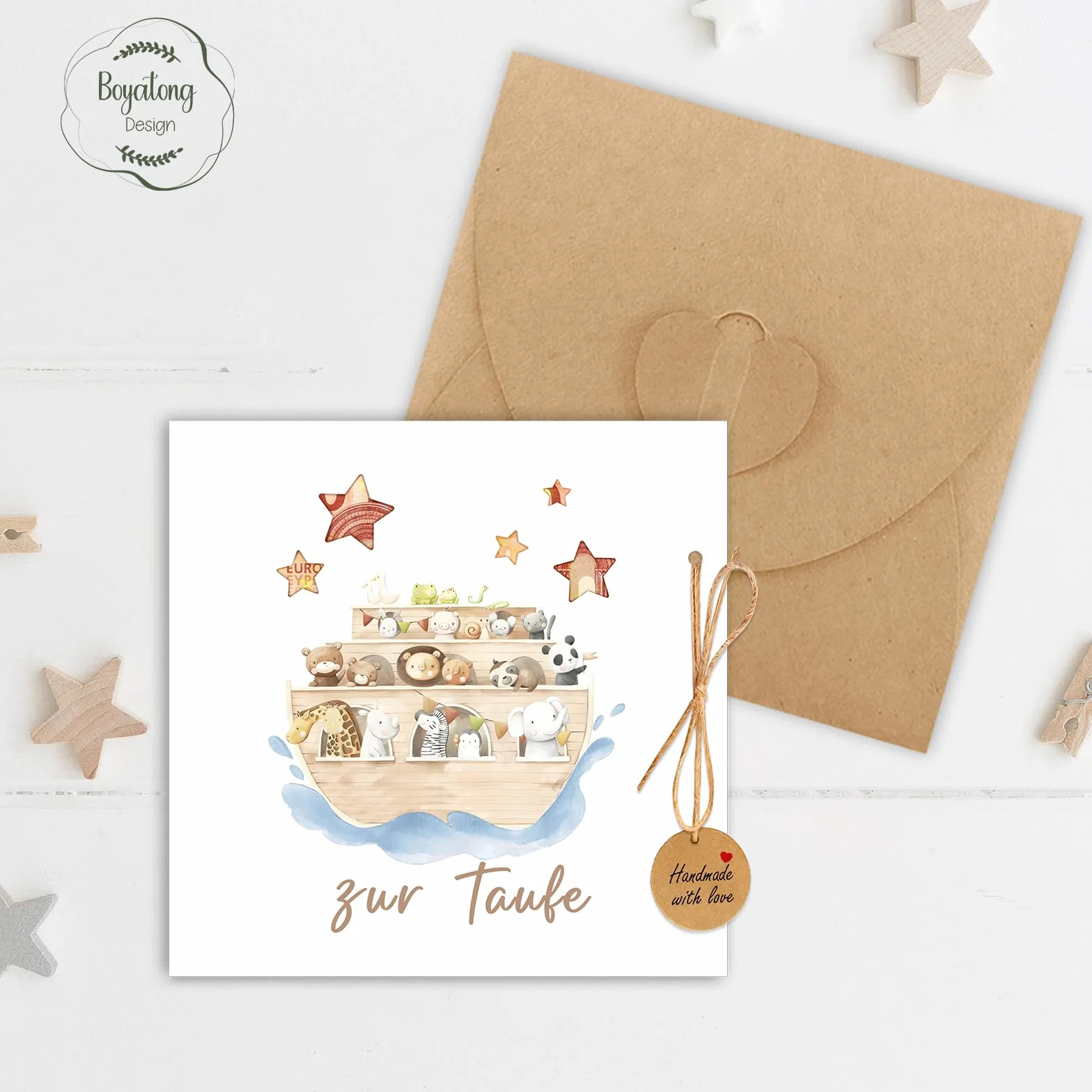Carte cadeau baptême avec enveloppes pour filles et garçons