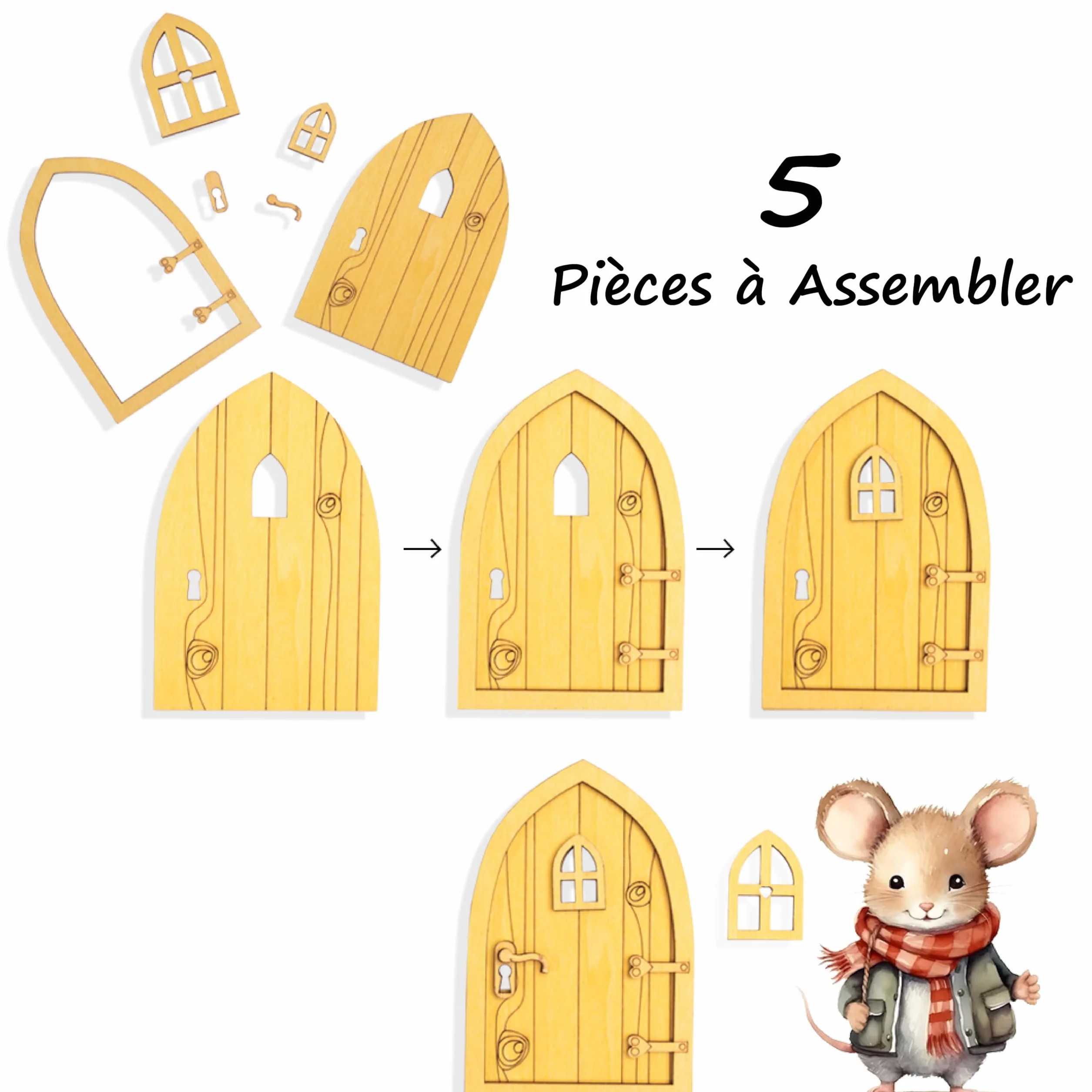 Pack Porte Souris et Boîte à Dents Bébé Garçon Fille - Boîte à Souvenirs Cadeau Naissance Bois Naturel
