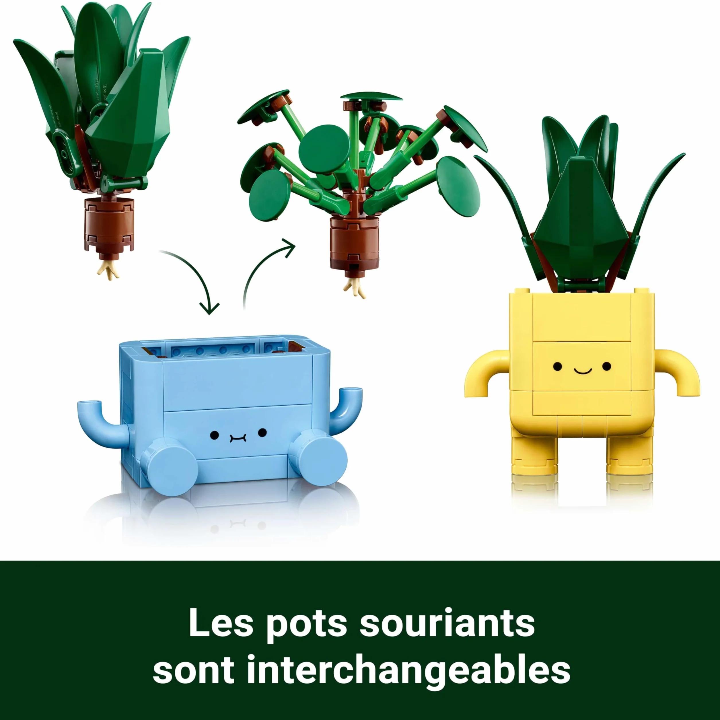 LEGO Botanicals Petites Plantes Souriantes 10349 - Jouet Loisirs Créatifs - 2 Plantes Artificielles avec Pots Fleurs Colorés & Visages Interchangeables - Cadeau Nature pour Fille dès 9 Ans