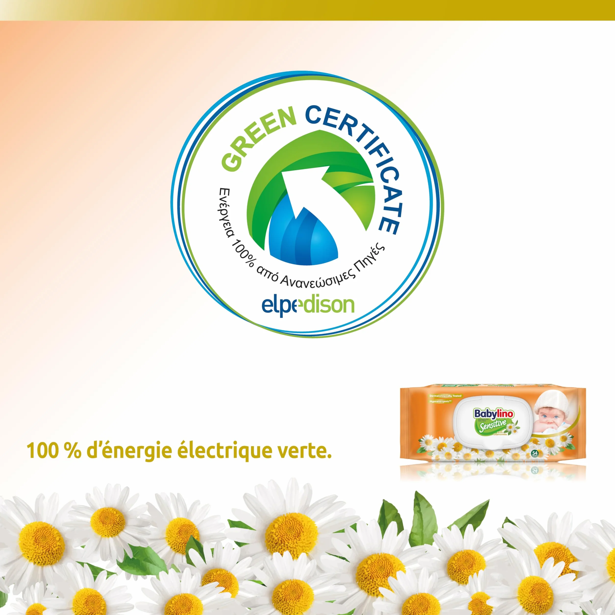 Babylino Sensitive Lingettes Camomille 98% Naturelle pH Restaure 3 Paquets 162 Lingettes
