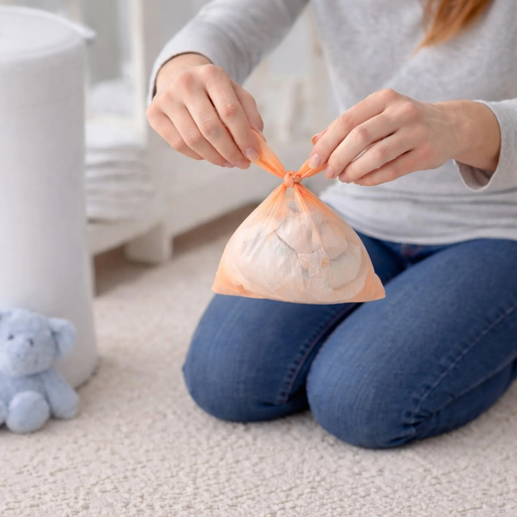400 sacs à couches colorés avec poignées à nouer, parfumés anti-odeurs, durables anti-fuites