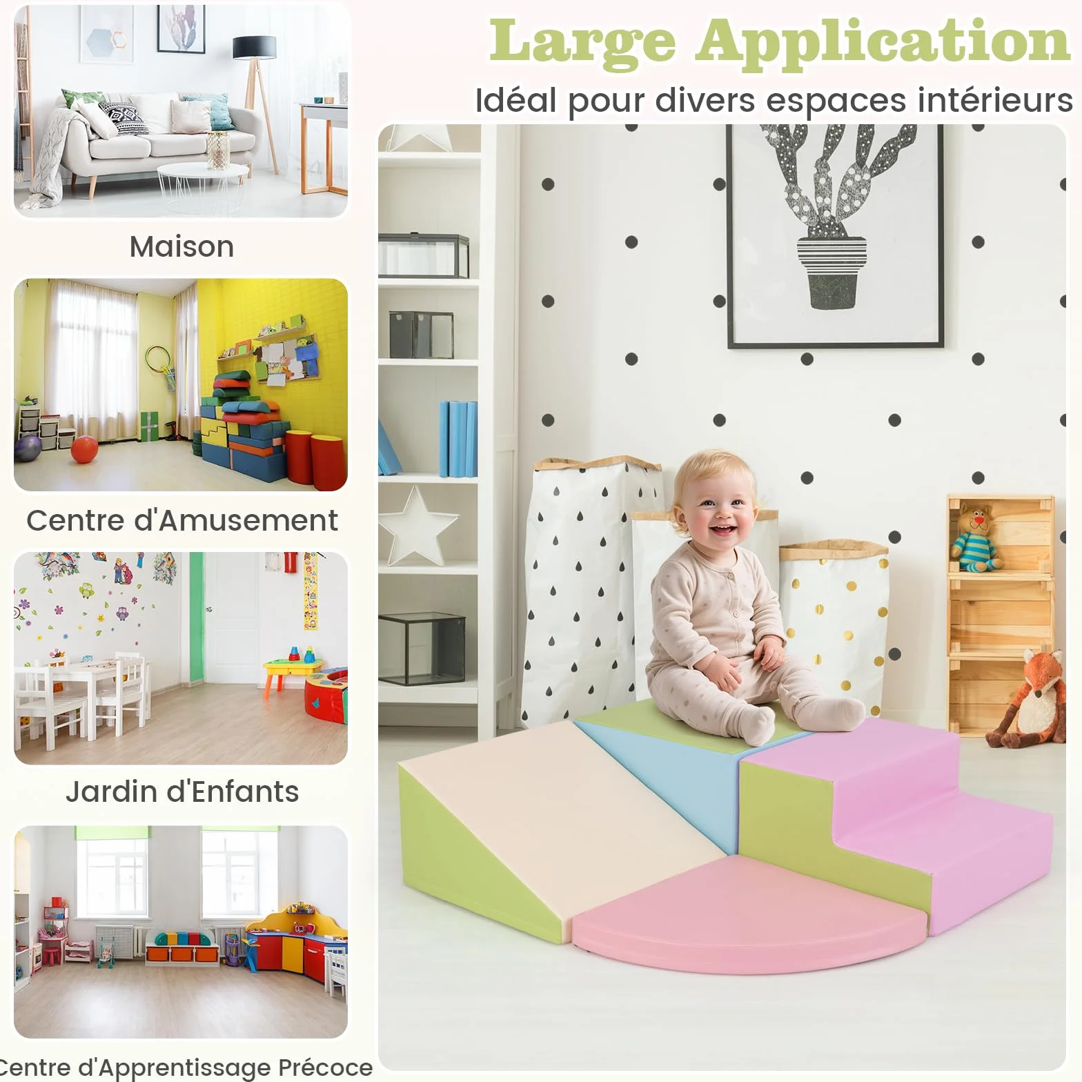 COSTWAY Parcours Motricité Bébé Mousse EPE Housse PU Toboggan Jouets Éducatifs Ramper Enfants