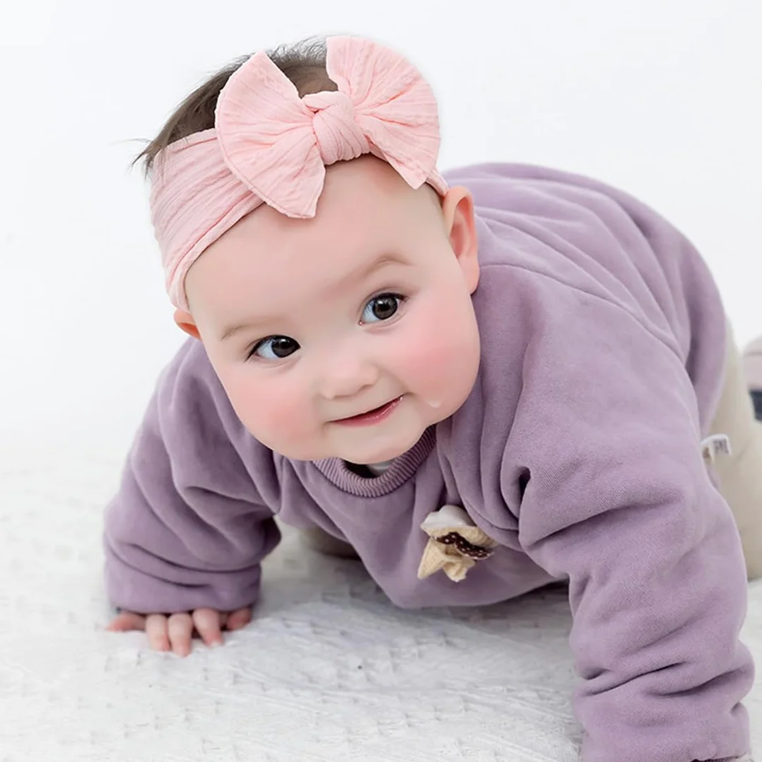 Lot de 3 Bandeaux pour Bébé Fille en Nylon avec Nœuds