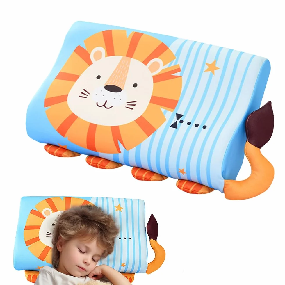 Oreiller Enfant 45 x 27 x 6 cm Coussin Ergonomique Respirant Détachable pour Enfants dès 3 Ans