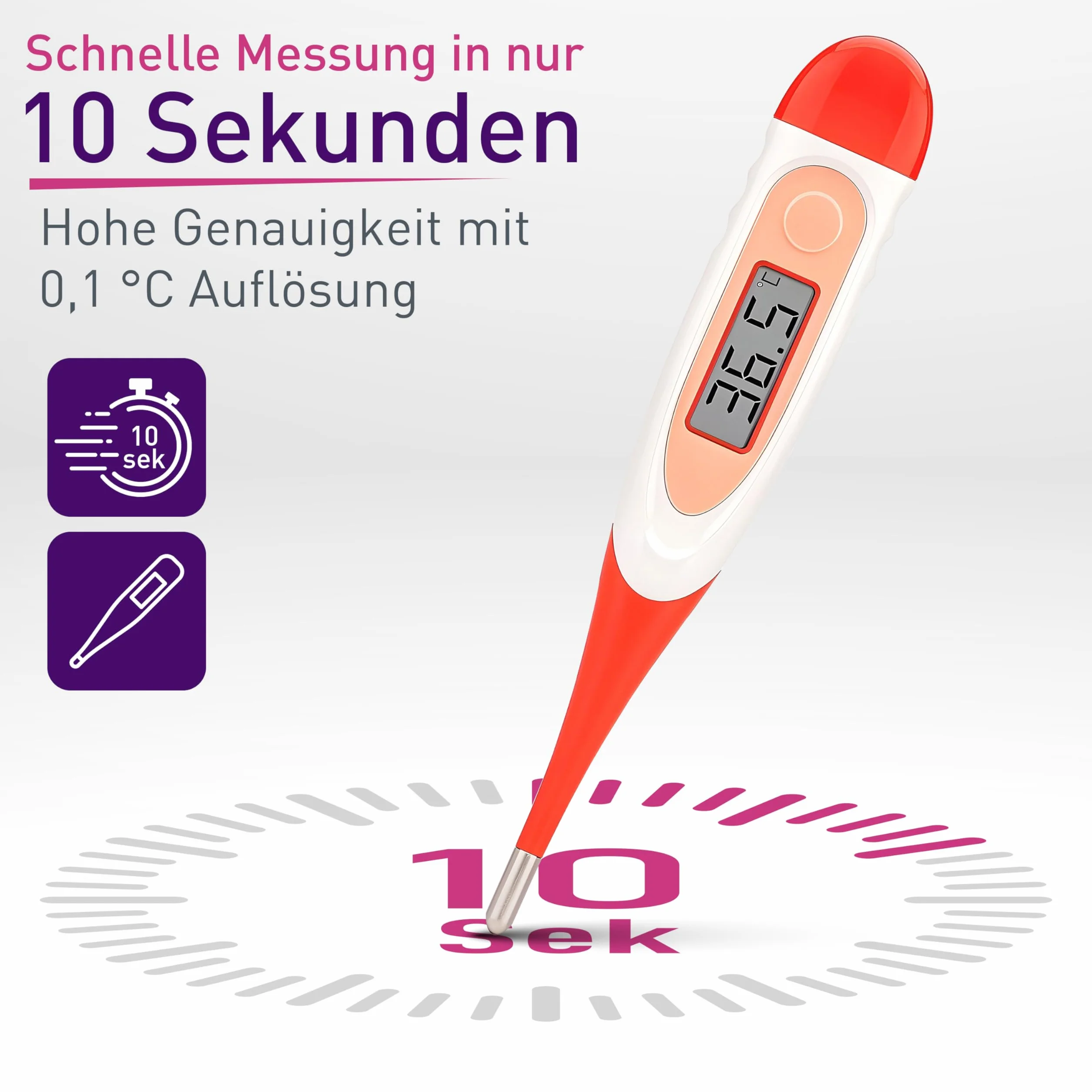 Thermomètre Médical Numérique Buccal SC 1501 Rouge Flex Speed