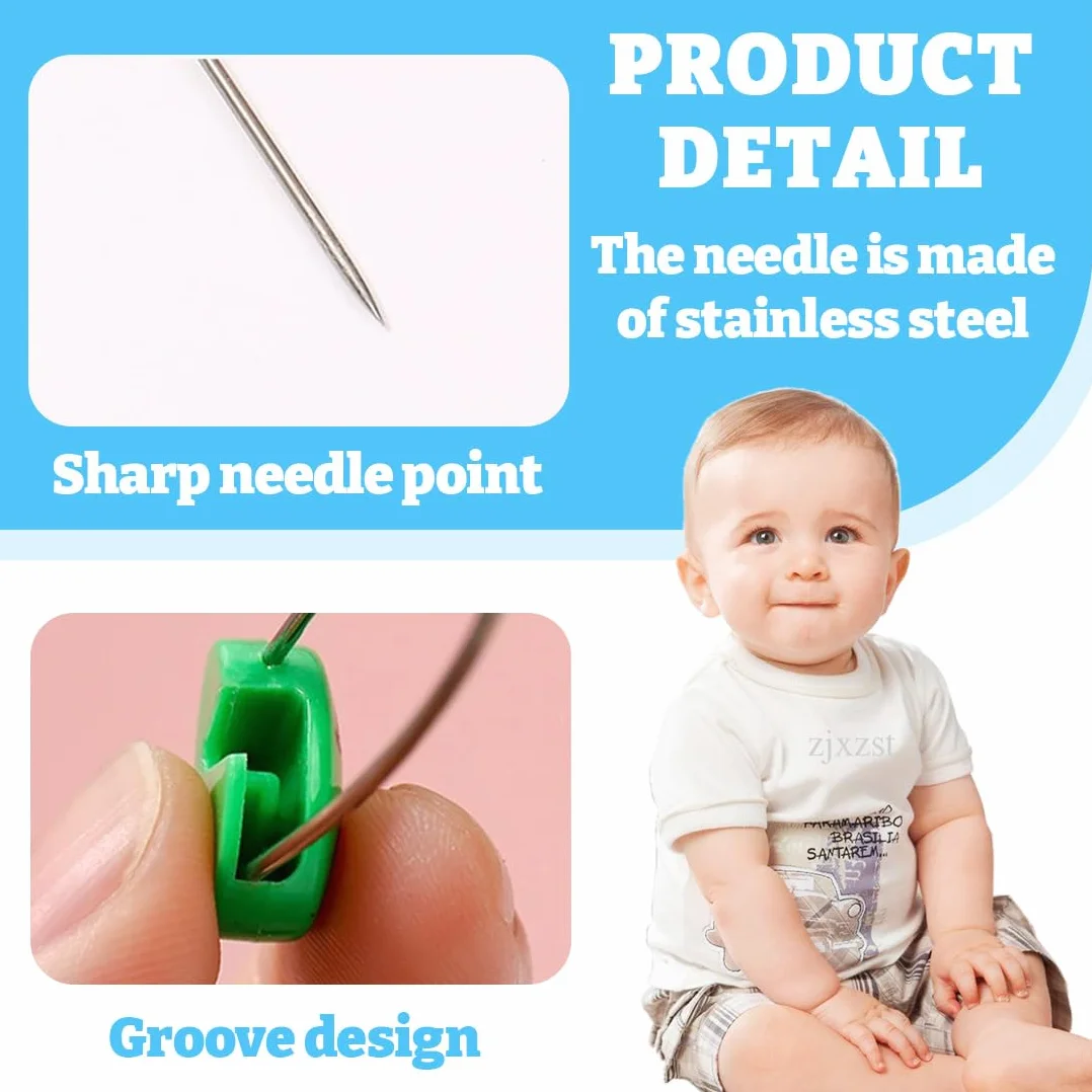 Épingle à Nourrice Acier Inoxydable 100 Pièces avec Fermeture Verrouillable pour Bébé