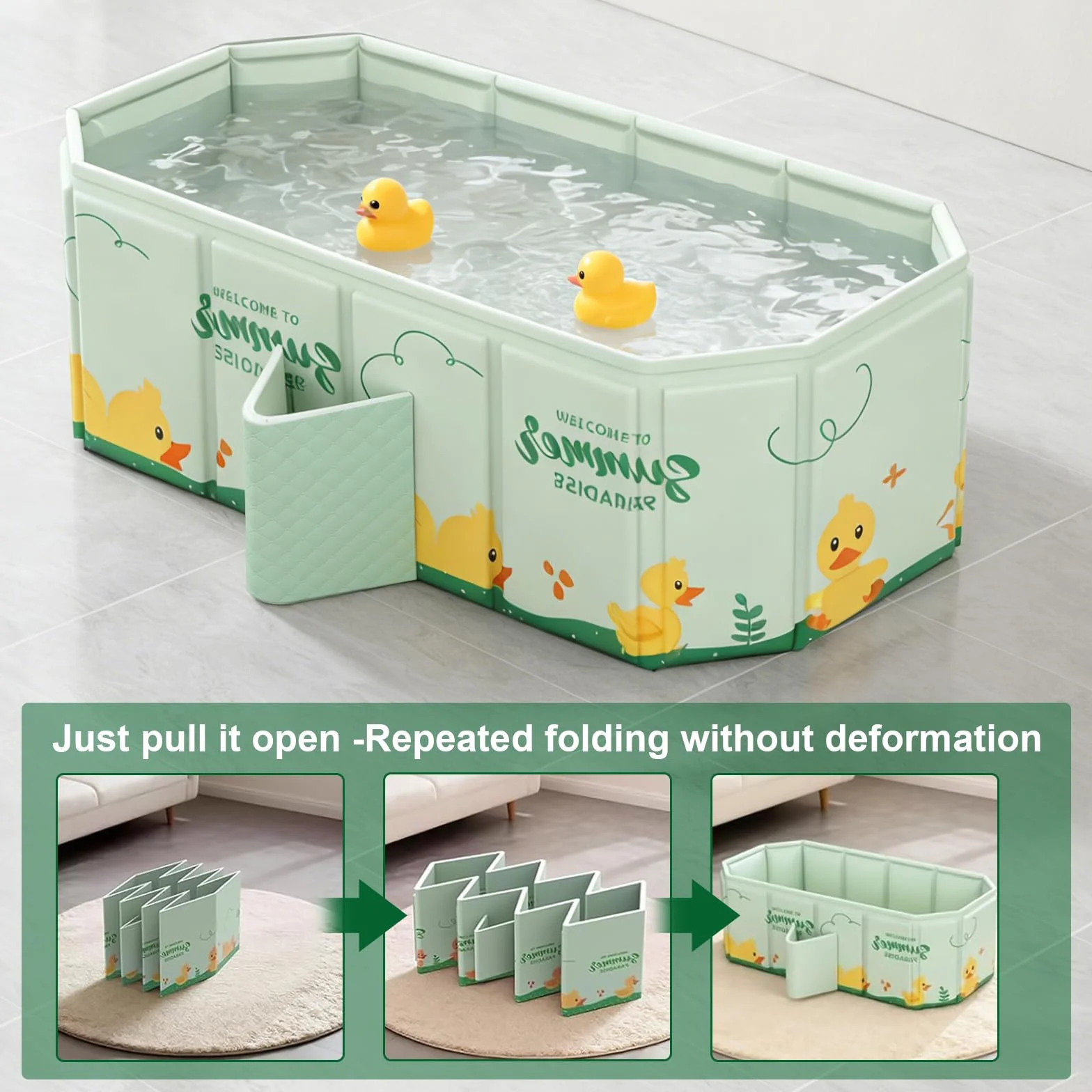 Baignoire Pliable Bébé Douche Multifonction Portable 0-8 ans avec Bouchon de Vidange