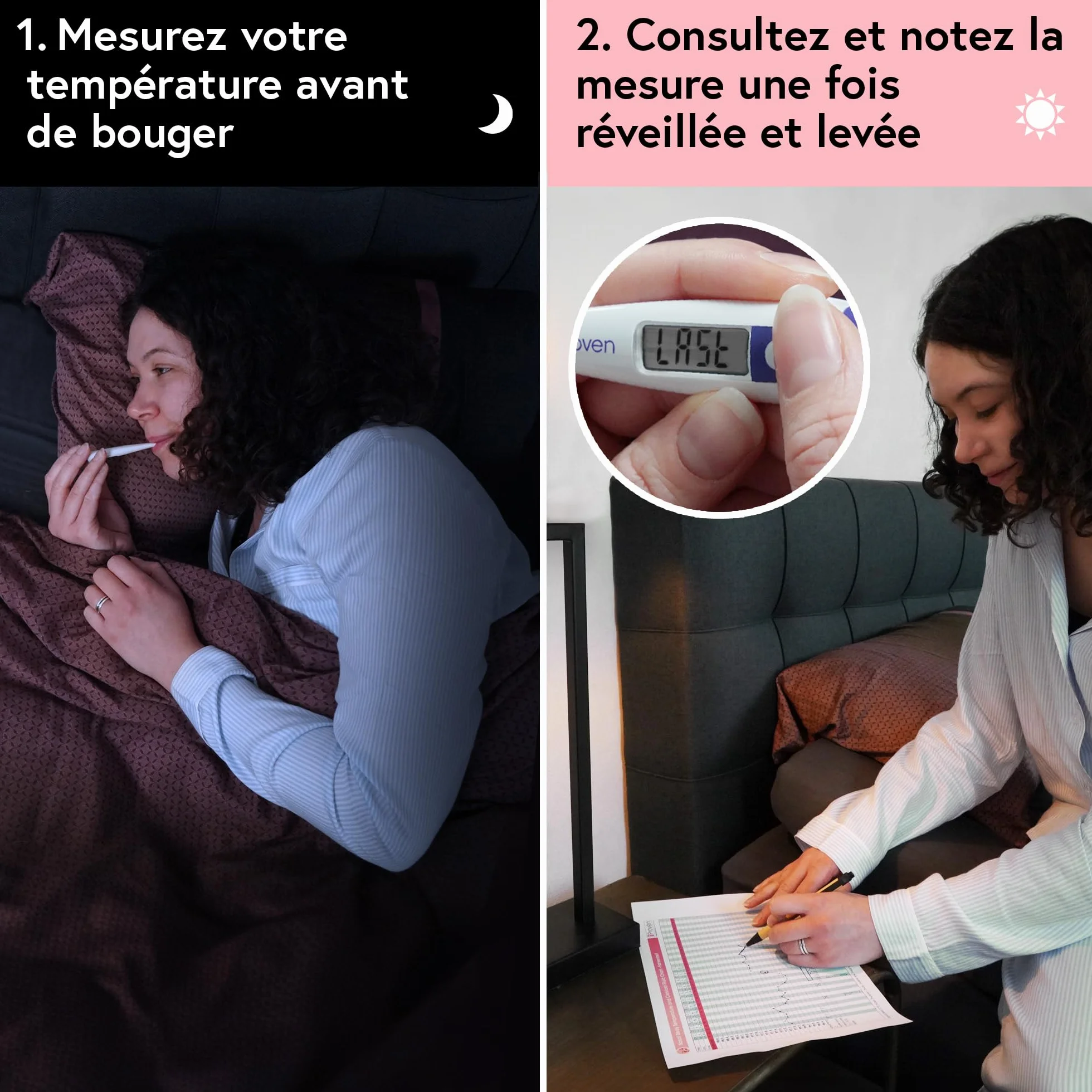 Thermomètre basal ovulation iProven double décimale lecture rapide 60 s fonction mémoire BBT précis