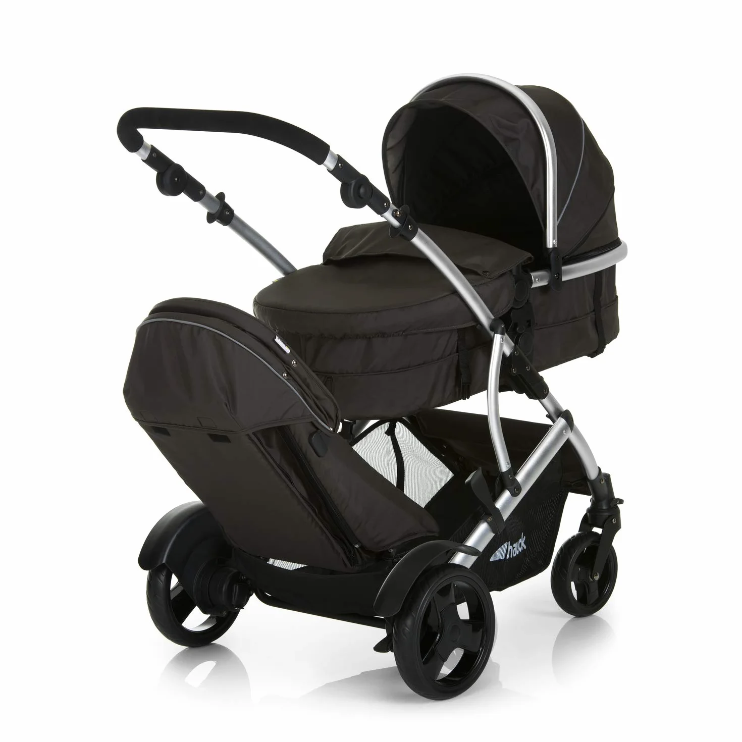 hauck Poussette Double Duett 2 Réversible Pliable Maxi 36 kg Inclus Habillage Pluie Forest Noir