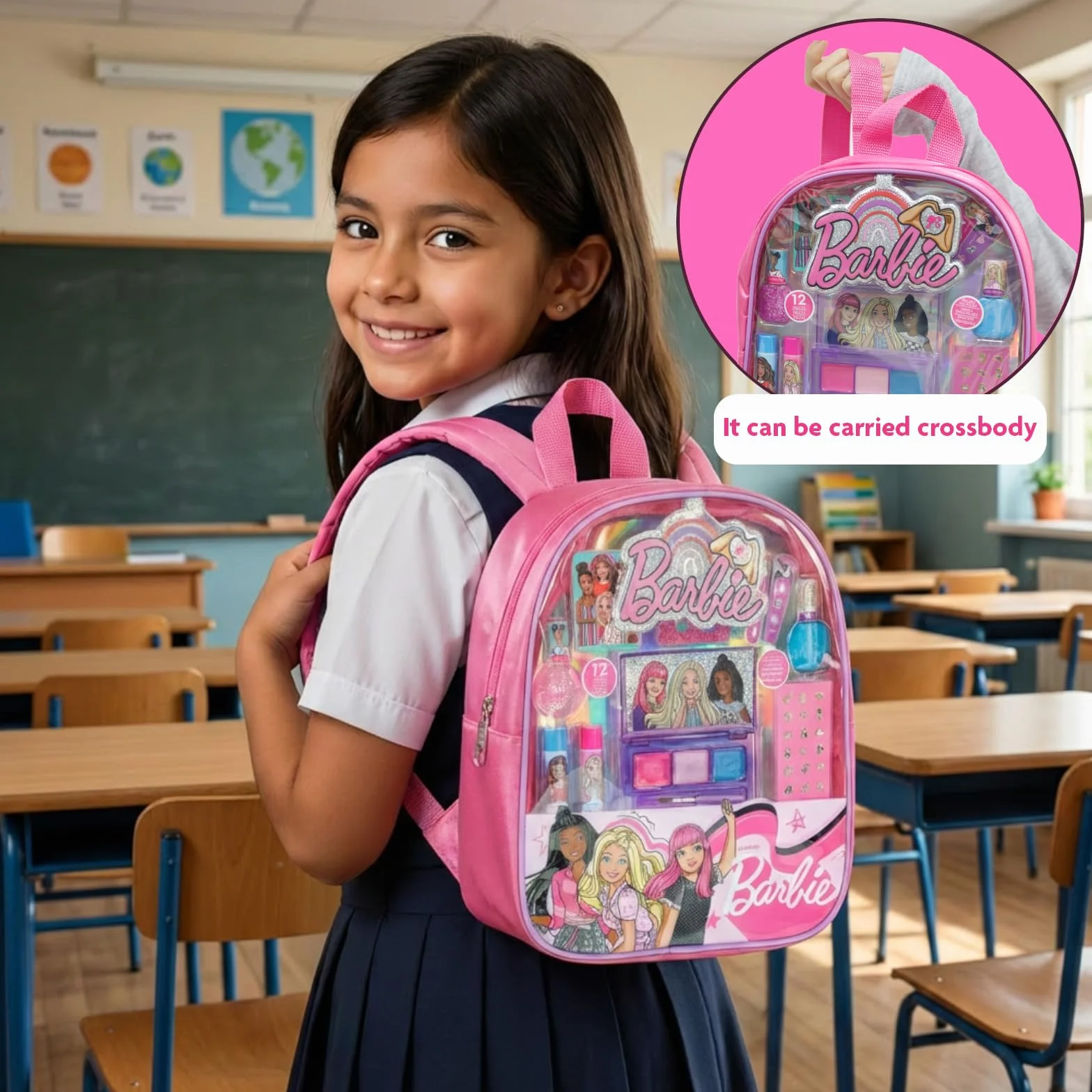 Barbie Sac à Dos Maquillage Enfant Coffret Beauté Filles
