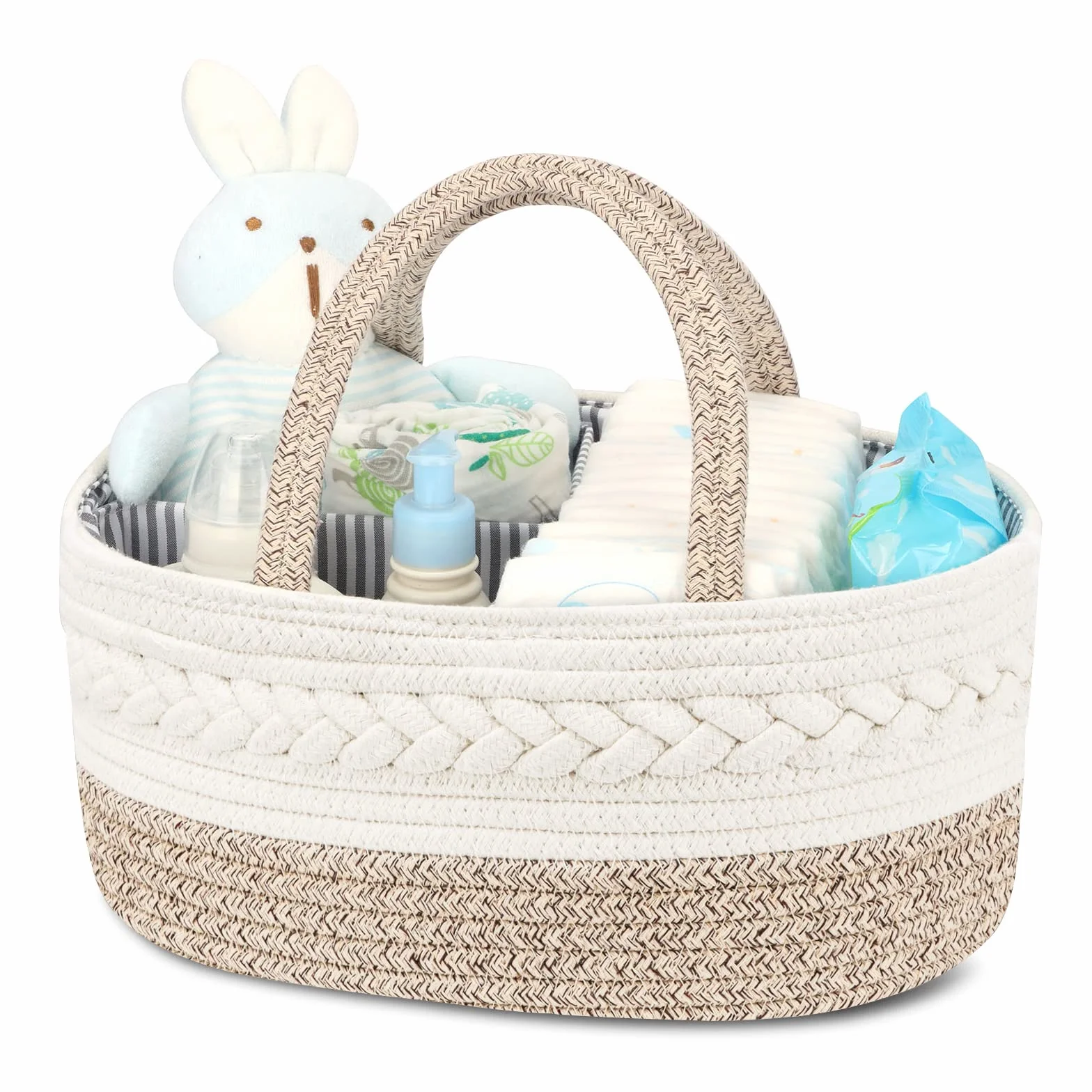 Maliton Panier Rangement Bébé avec Compartiments en Corde Coton pour Nouveau-né