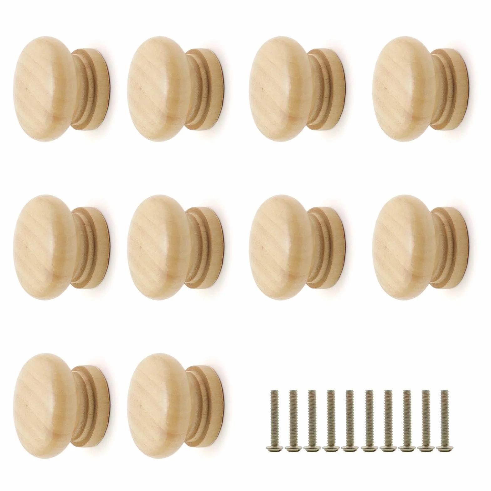 Bouton de Meuble Bois Diamètre 32,5 mm 10 Pièces pour Placards Armoires Tiroirs
