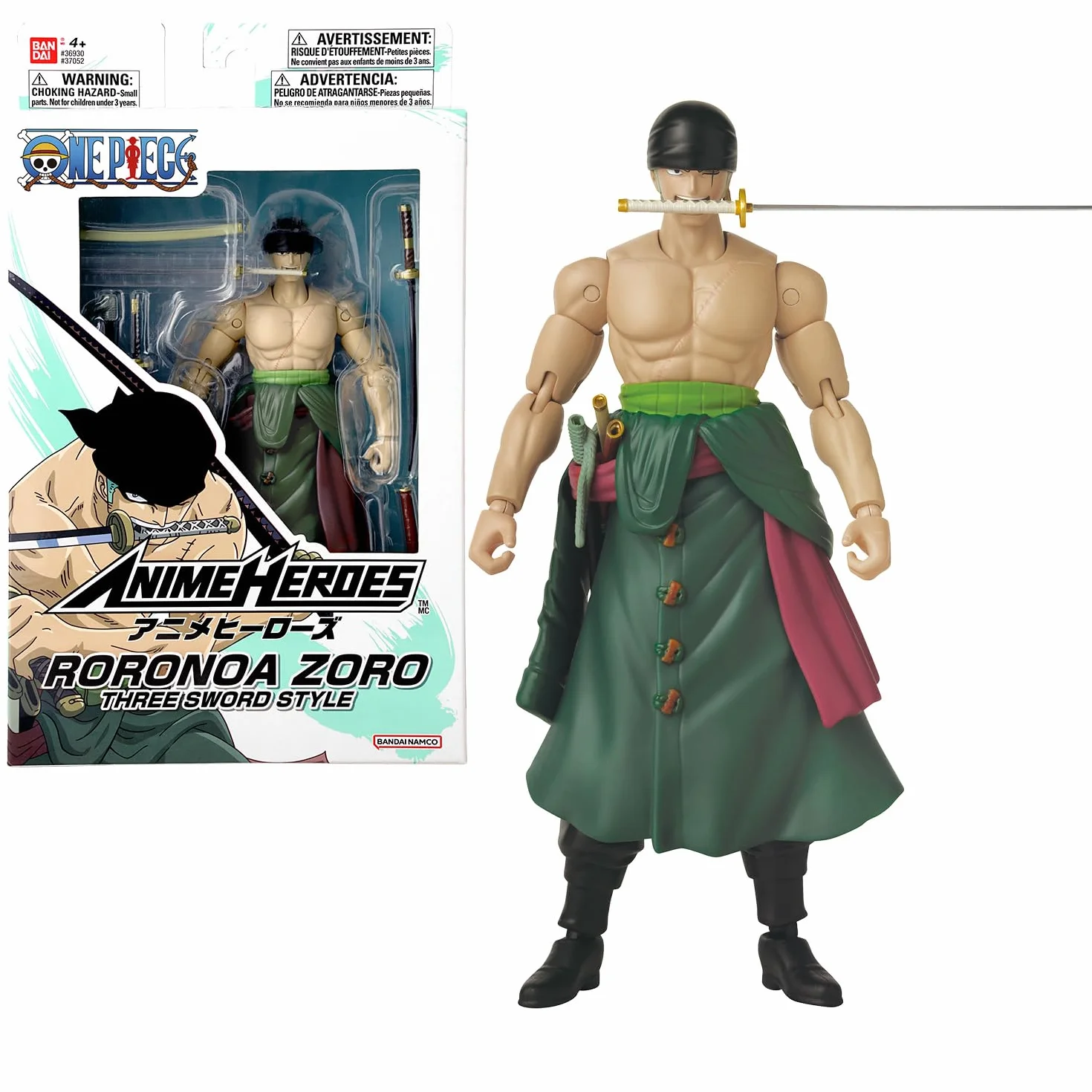 BANDAI Anime Heroes One Piece Figurine Roronoa Zoro 17 cm Three Sword Style Manga Articulée 3 Épées Officielle Jouet Enfant 4 Ans+