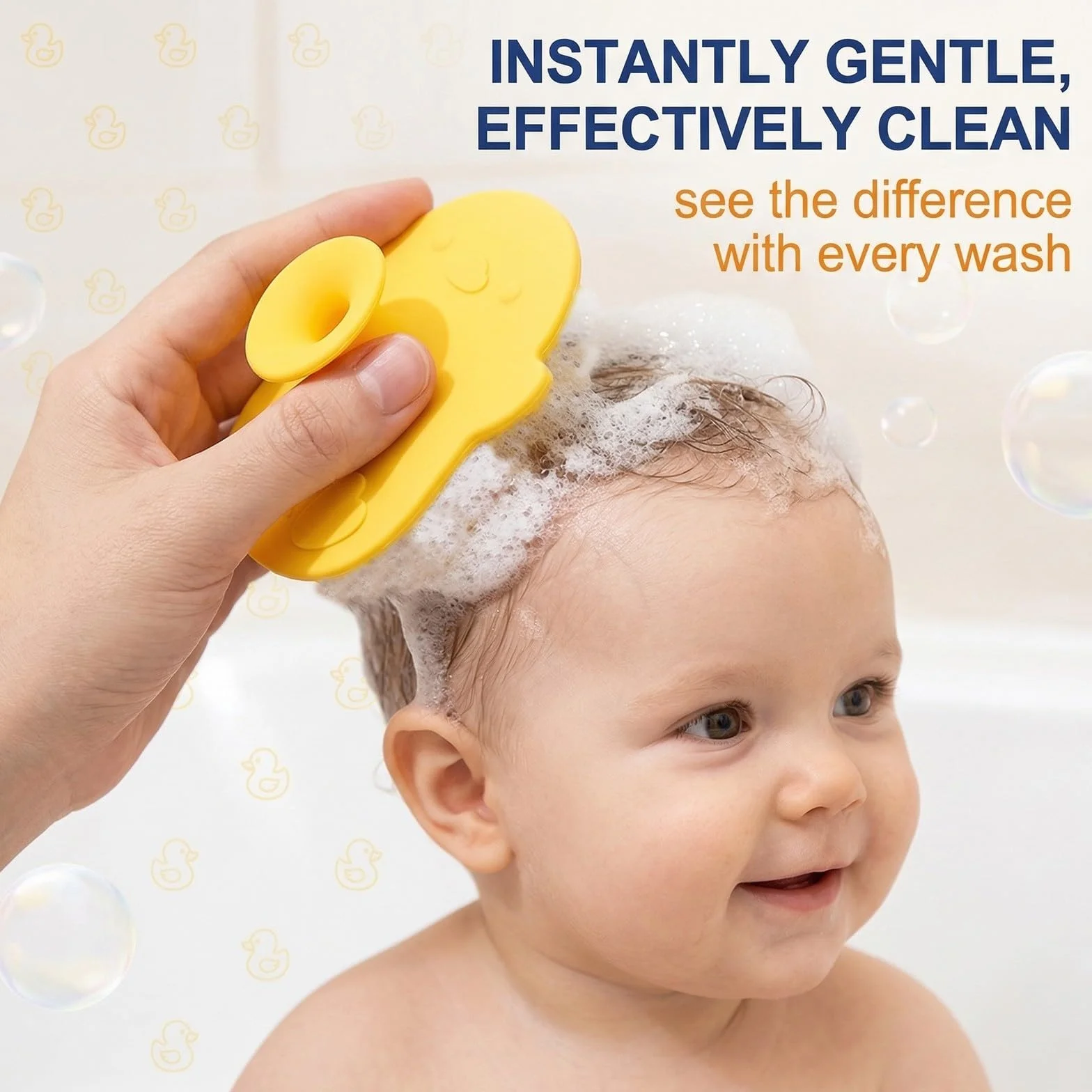Peigne Croute De Lait Bebe Brosse Silicone Bain Bebe Doux Jaune