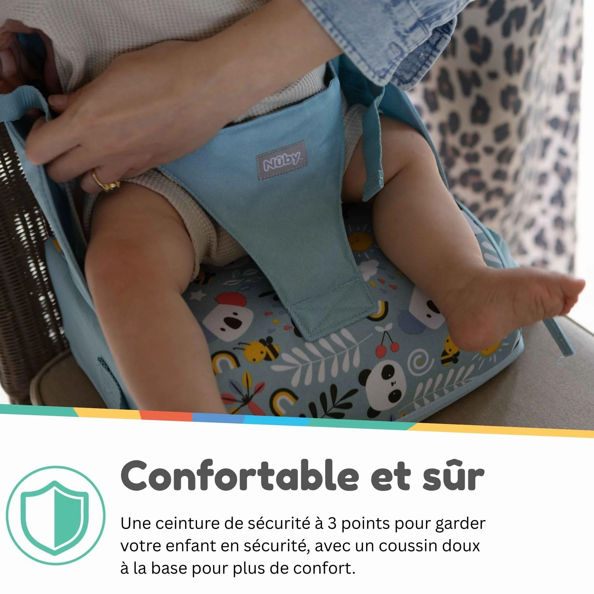 Nuby Siège Réhausseur Bébé Portable Pliable Sac Compact Imperméable Housse Amovible 6+ Mois