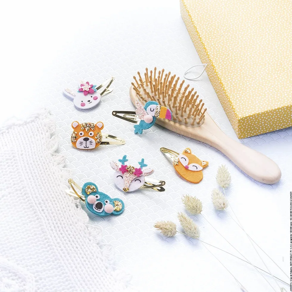 Janod Coffret 6 Barrettes à Créer Animaux Pailletés Les Ateliers Bijoux Kit Loisir Créatif Enfant Dès 6 ans