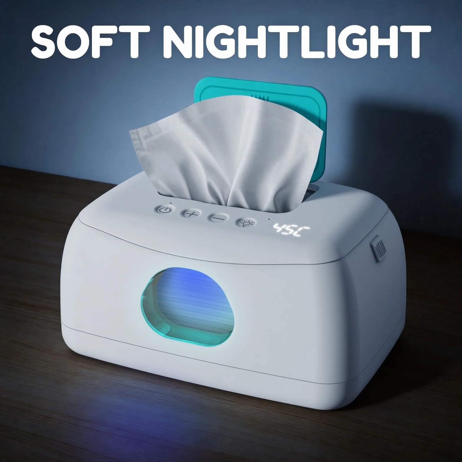 MYPIN Chauffe-lingettes pour Bébé, Température Constante 24H/24, Capacité 120 Lingettes, Veilleuse LED