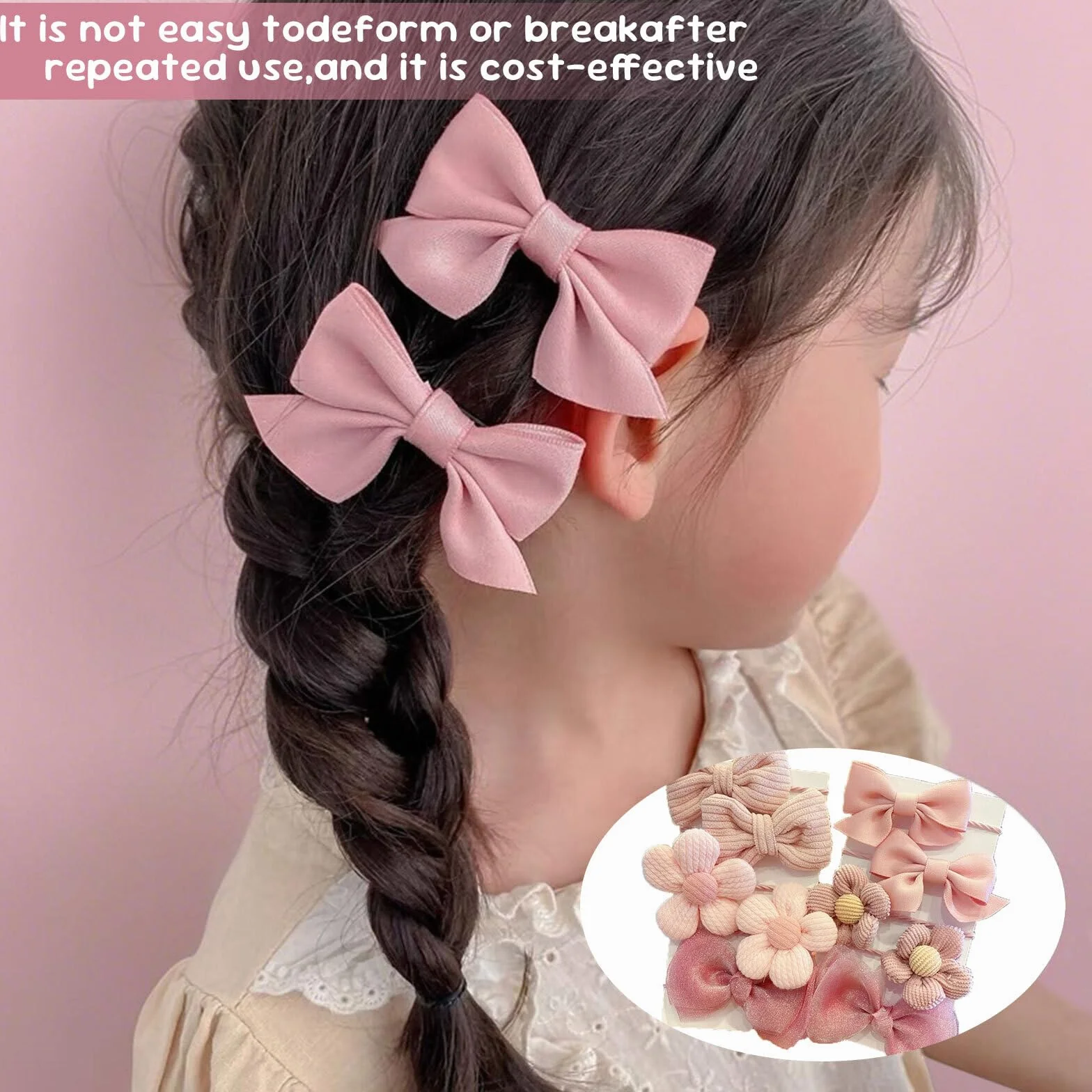 AzureRay Lot de 10 chouchous à cheveux avec nœuds rose et motif floral pour filles