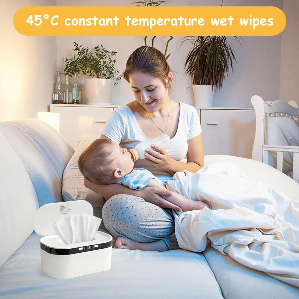Chauffe-lingettes humides 10 W USB 3 niveaux de chauffage rapide veilleuse intégrée pour bébé