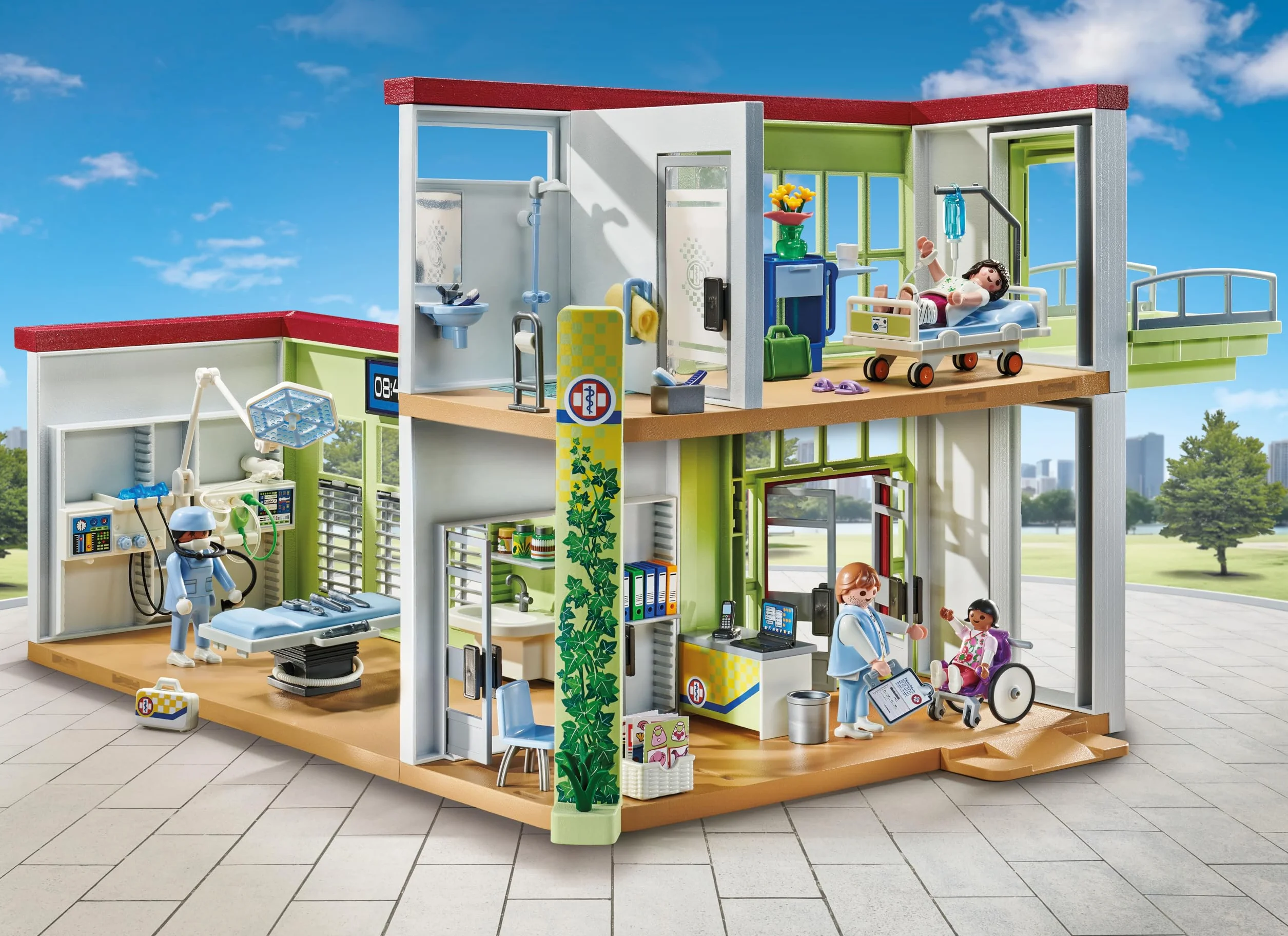 Playmobil 71615 Hôpital Moderne Action Heroes Quatre Personnages Matériel Médical Dès 4 Ans