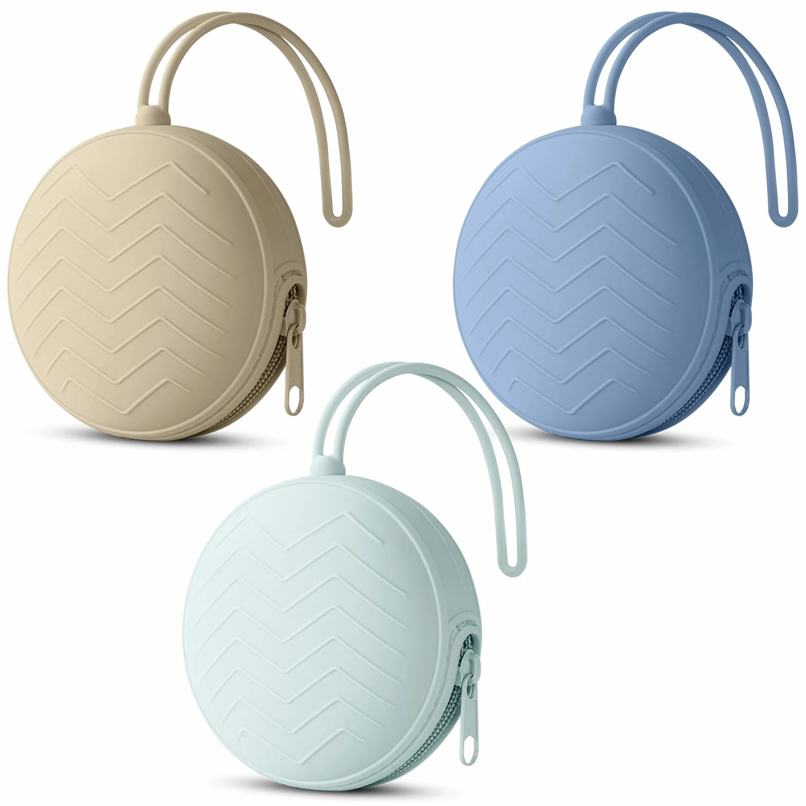 Boite a Sucette Bebe 3pcs Silicone Rangement Portable Impermeable sans BPA Voyage Gris fume Kaki Bleu