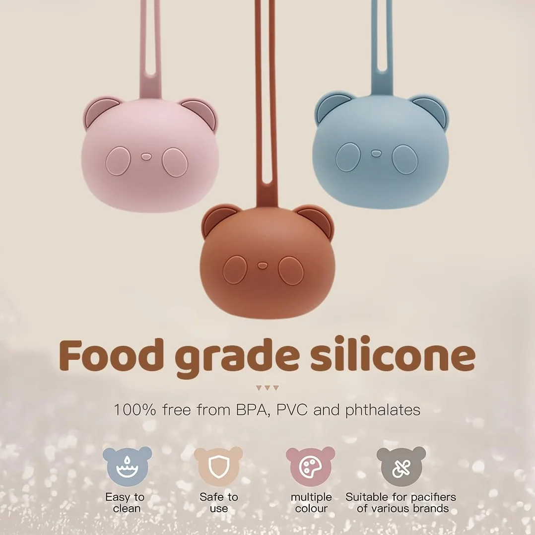 Étui Porte-Sucette en Silicone sans BPA, Boite Tétine Bébé pour Voyage, 3 Pièces