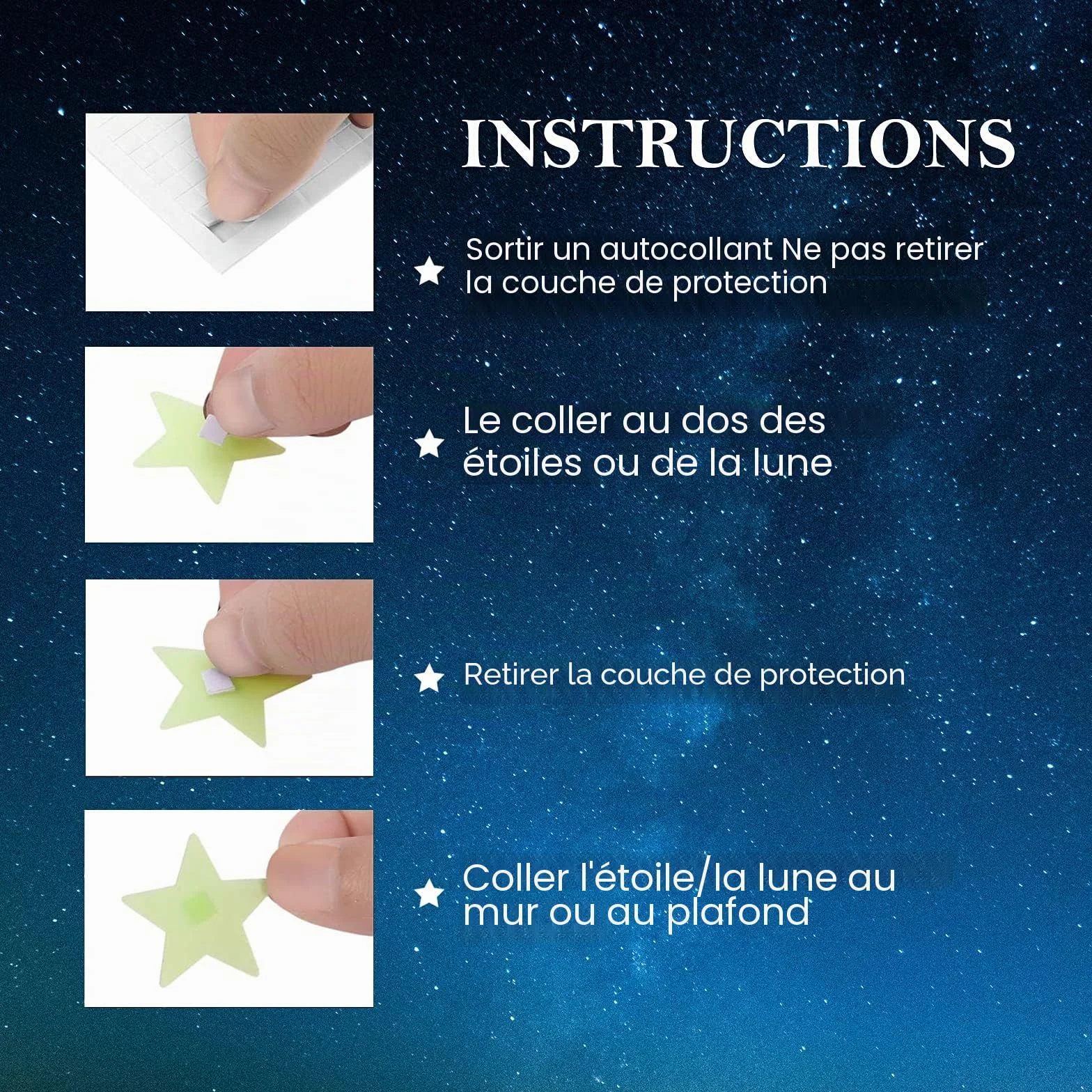 CAYUDEN Étoiles et Lune Kit 3D Phosphorescentes Adhésives 200 Pièces Fluorescentes Décoration Murale Lumineuse