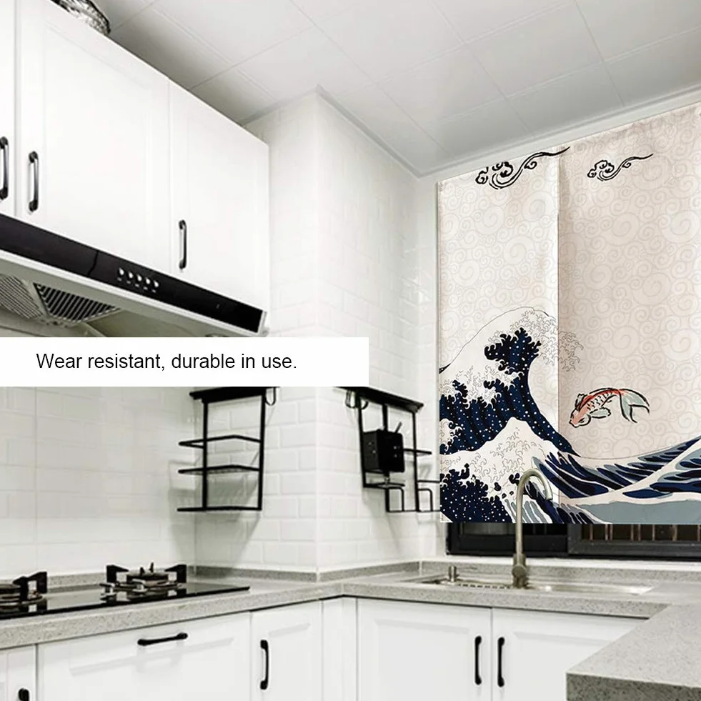 Rideau de Porte Japonais 100% Polyester 90x120cm Séparateur de Pièce Décoration Zen
