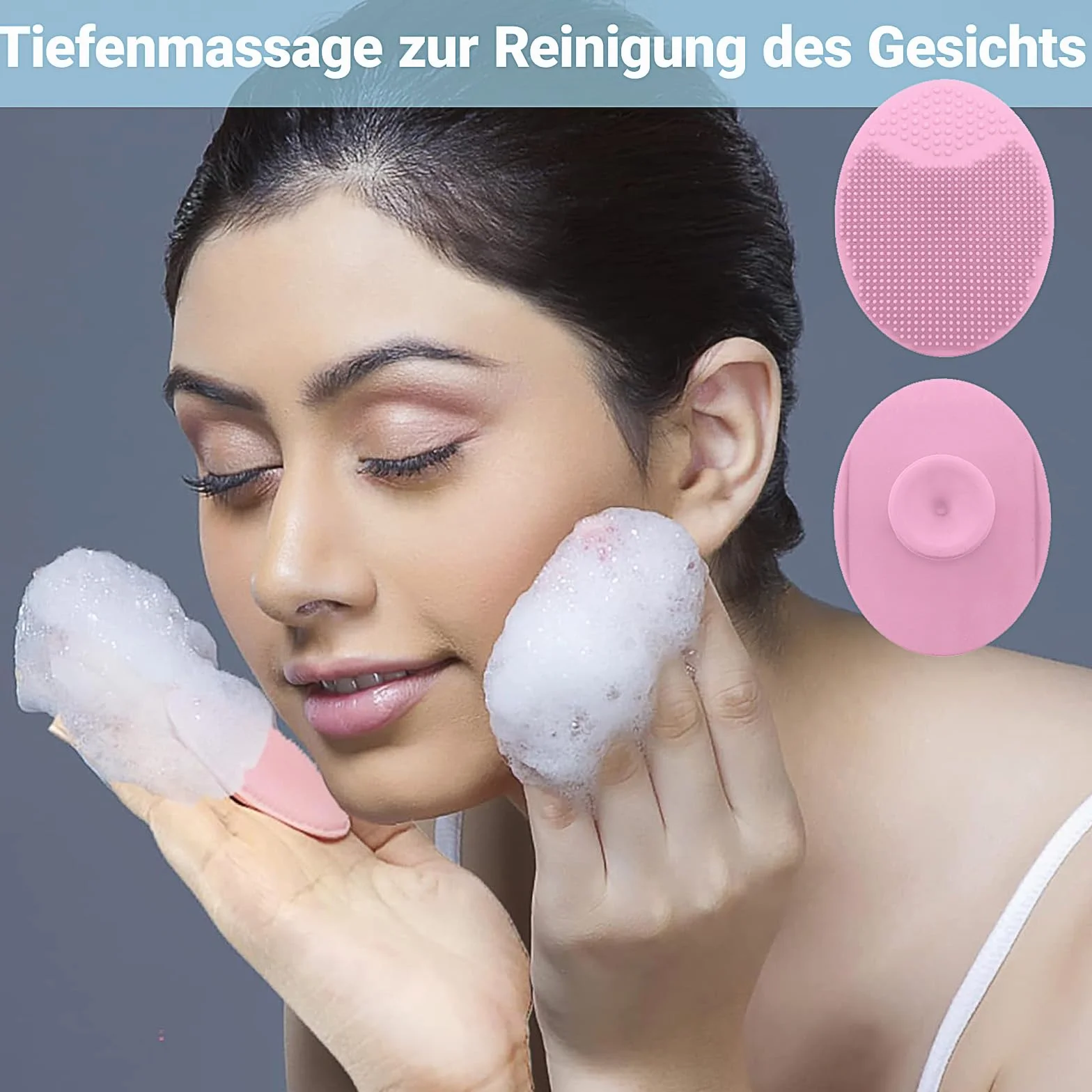 Brosse de bain bébé silicone set 3 brosses massage exfoliante peau sèche croûtes langes eczéma bleu vert rose