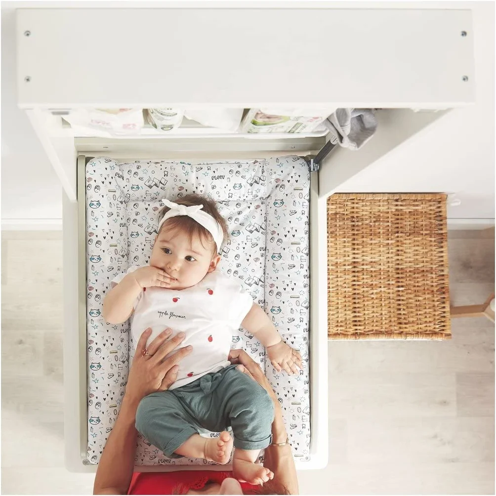 Badabulle Table à Langer Pliable Plouf - Murale Rabattable Ultra Compacte avec Matelas et Étagère