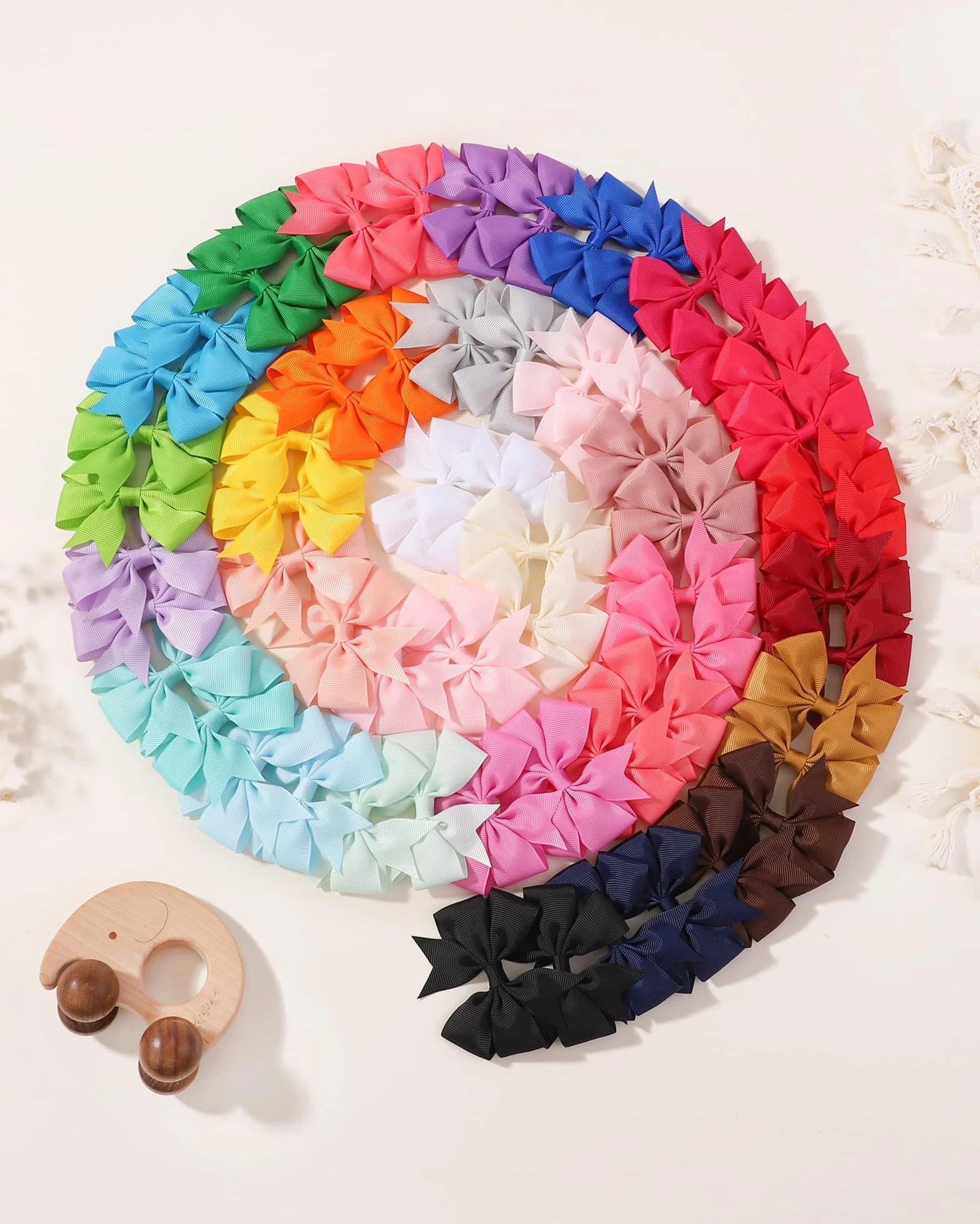 60 pcs 3 pouces bébé filles cheveux arcs pinces crocodile ruban gros-grain barrettes pour bébés enfants tout-petits adolescents
