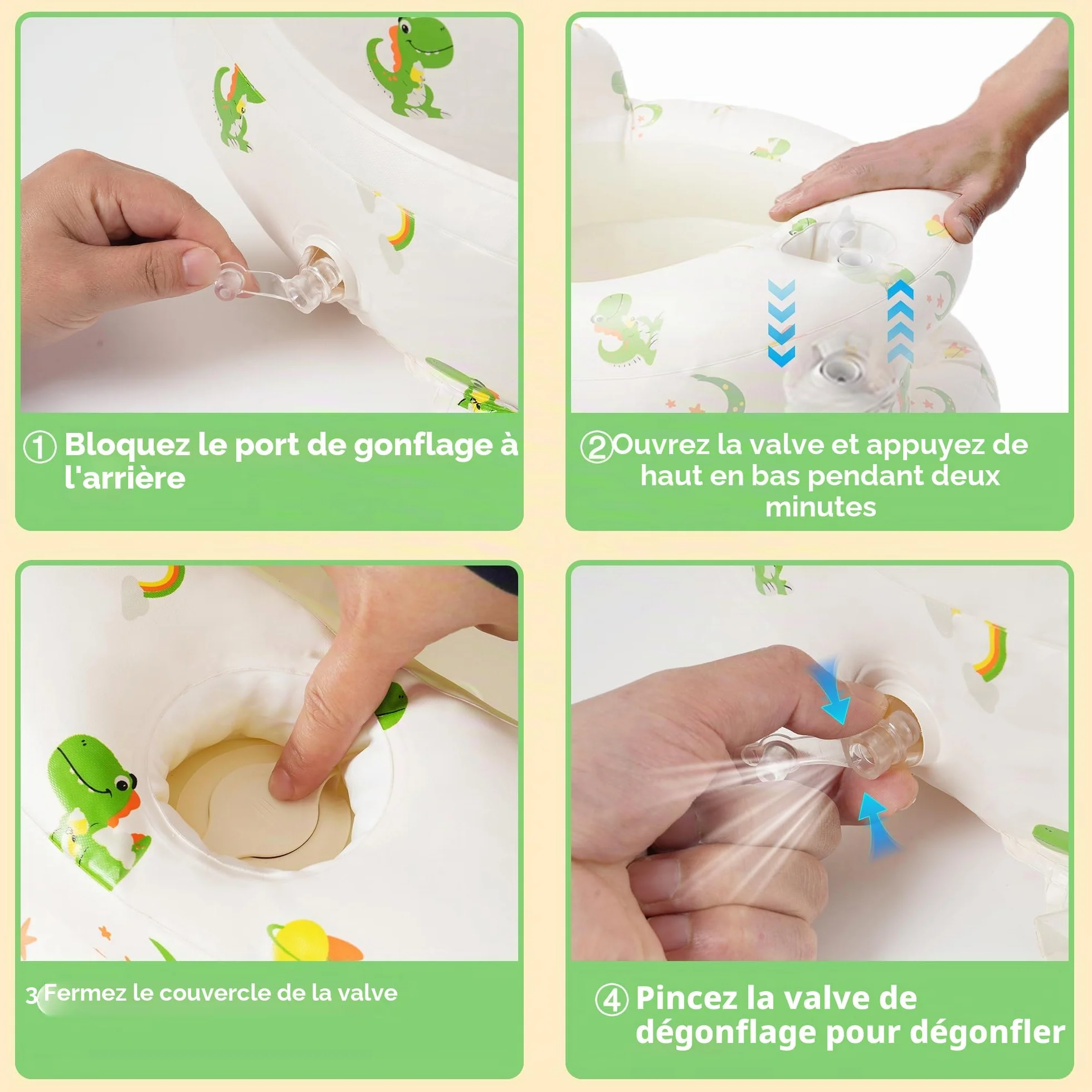 Chaise gonflable bébé 3 mois+ pompe intégrée apprendre s'asseoir douche camping