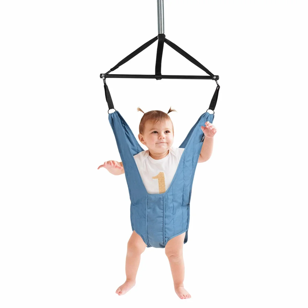 COSTWAY Siège Sauteur Suspendu Bébés 6-12 Mois Chaîne Réglable 29-93CM Tissu TC Tube Fer Charge Max. 12KG Bleu