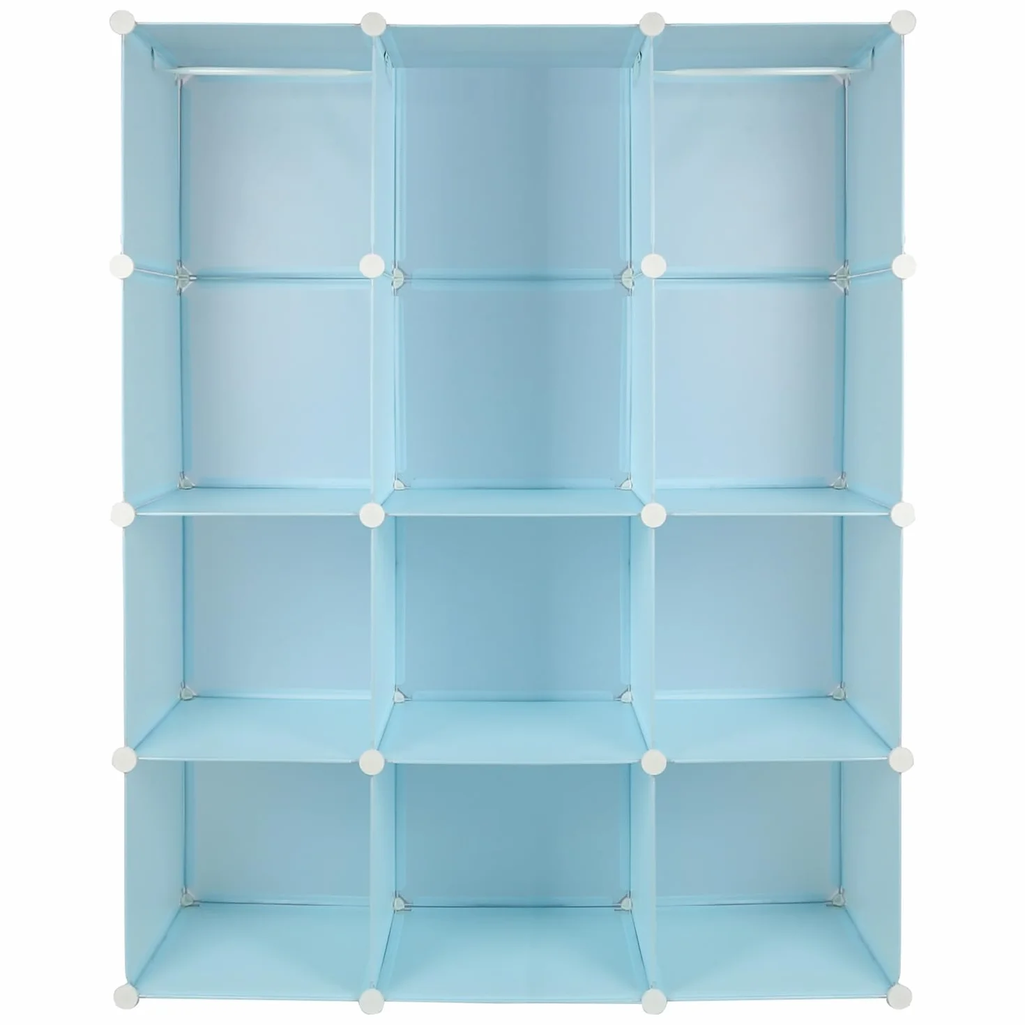 Armoire De Rangement Enfant 12 Cubes avec Portes, Meuble Cube pour Jouets, Vêtements, Chaussures Bleu 110x37x145cm