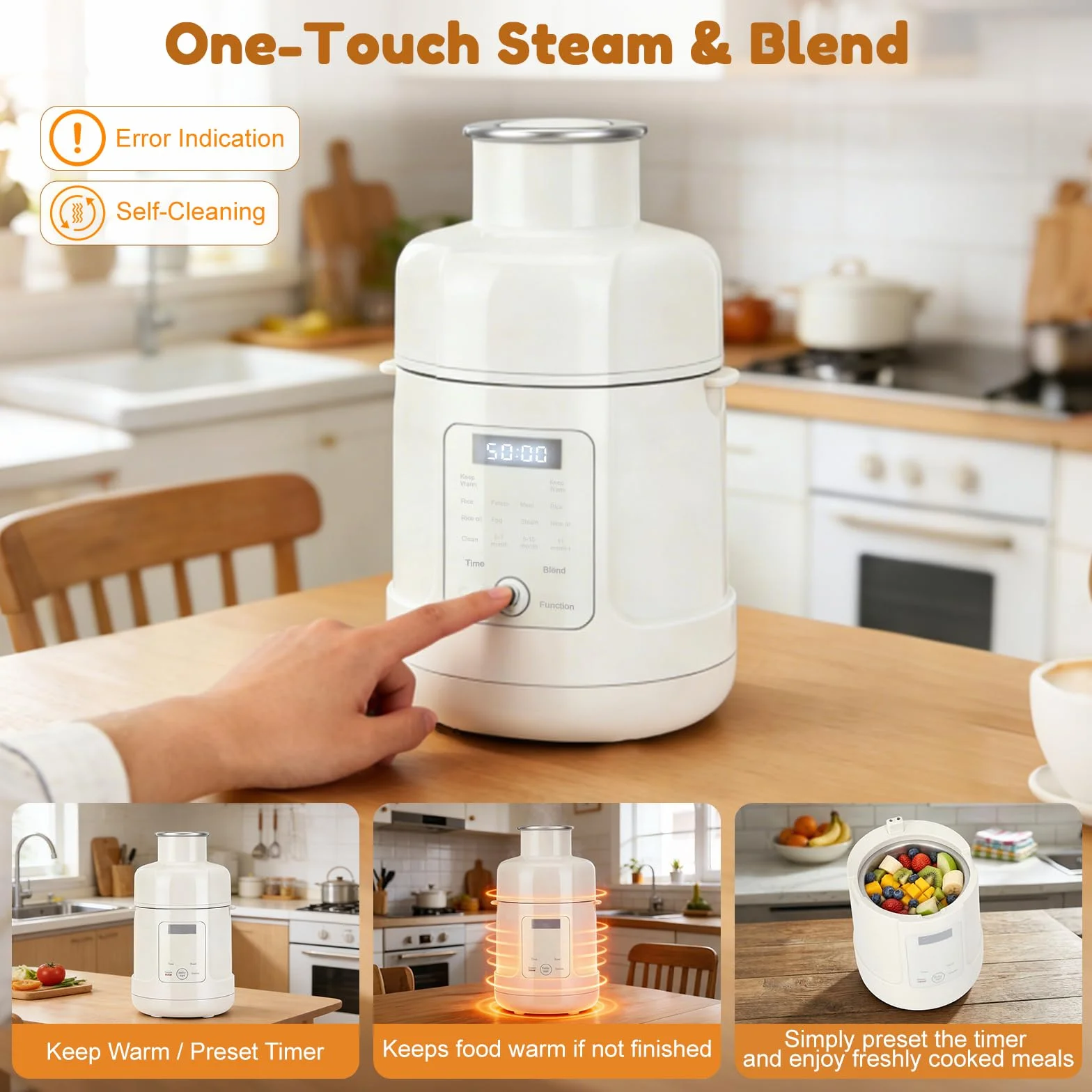 Robot cuiseur mixeur bébé 500W Tout-en-un acier inoxydable écran tactile auto-nettoyage