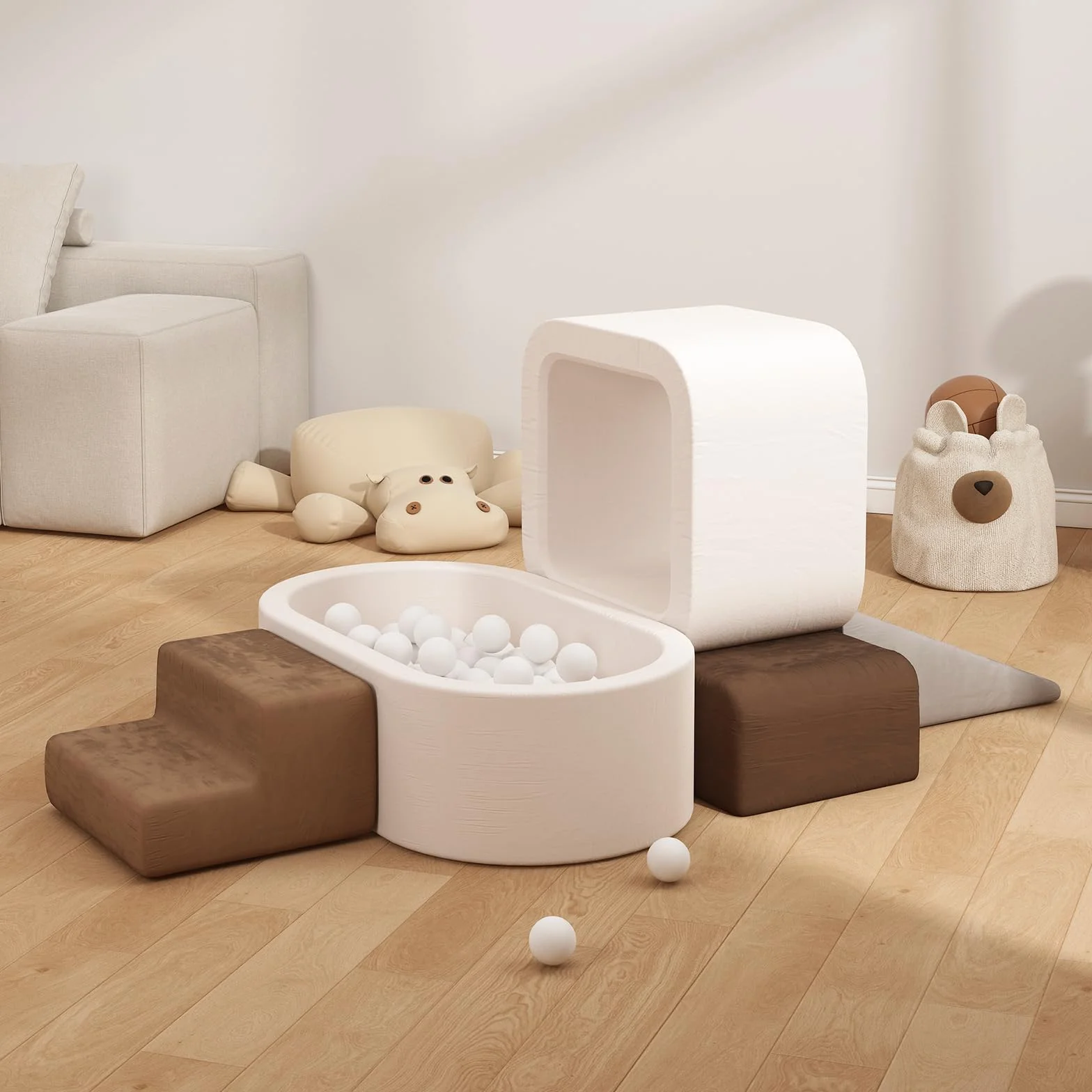 BanaSuper Blocs Mousse Éducatifs Modulables | Jeu de Motricité Intérieure pour Enfants Certifiée EN71 | Blocs à Grimper en Mousse avec Piscine à Balles (Pas de Ballon) | Bassin à Balles en Mousse