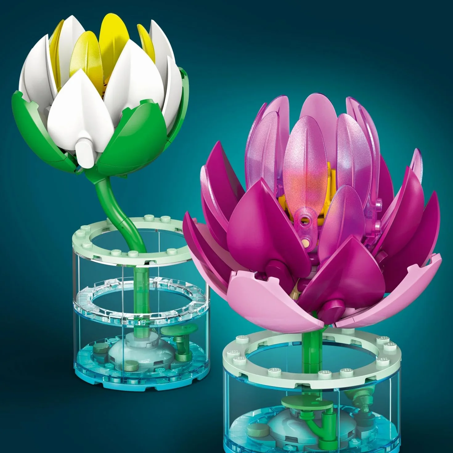 LEGO Botanicals Les Nénuphars Set de Fleurs Artificielles Fausses Plantes en Pot Vases Transparents Décoration DIY 11511