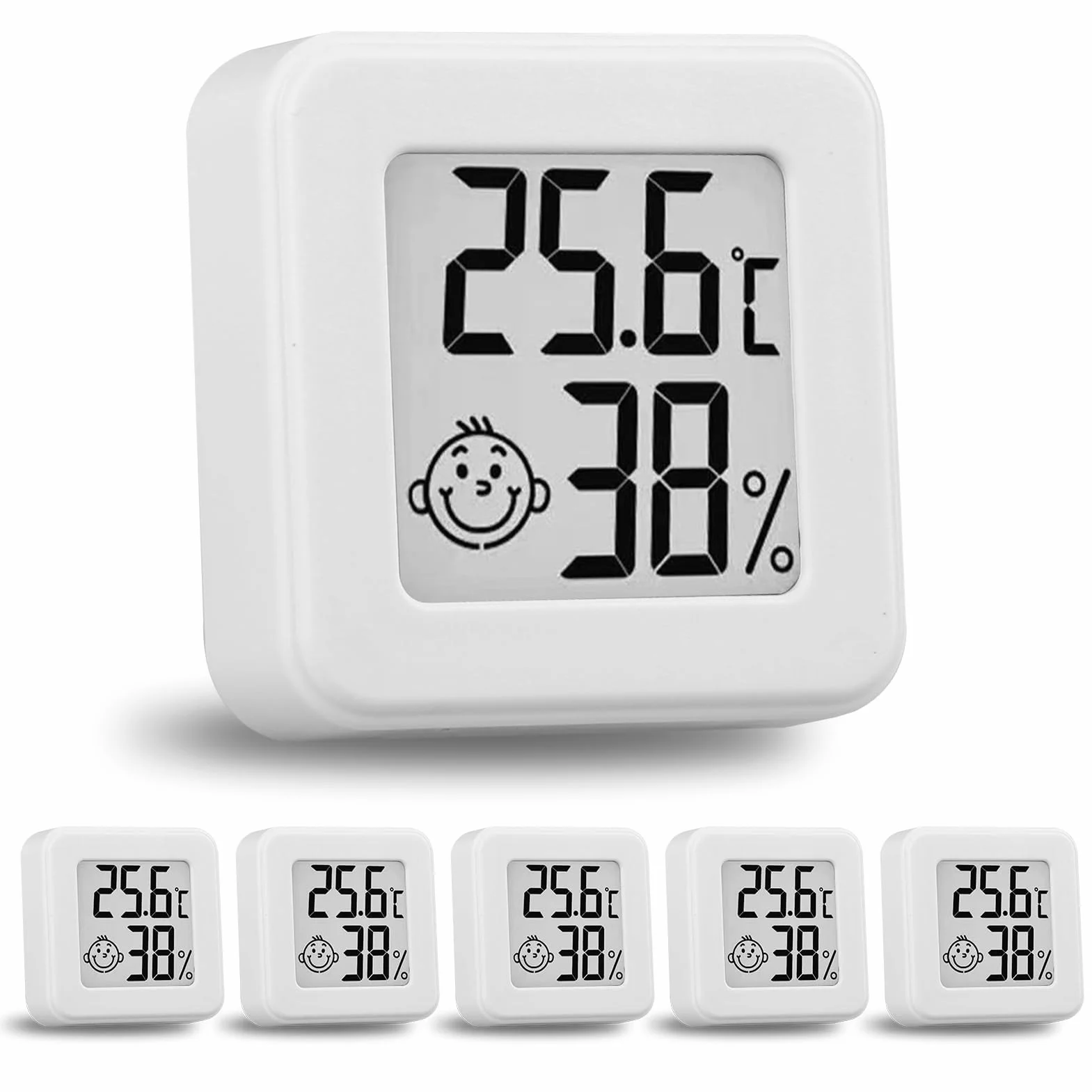 Thermomètre Hygromètre Intérieur Numérique Lot de 6, Mini Thermomètre Digital Haute Précision, Moniteur Température Humidité